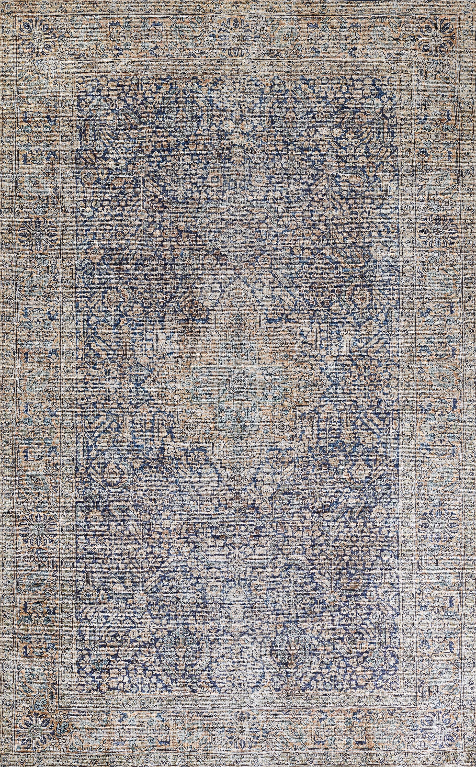 Momeni 4 X 6 (ft) Blue Indoor/Outdoor Medallion Area Rug in the 