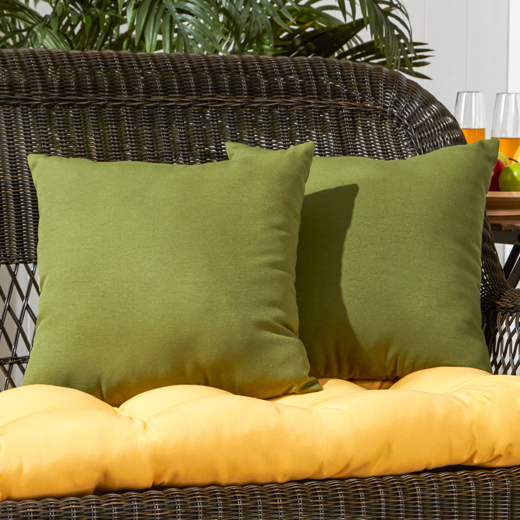 Hunter Green 17" Square Outdoor Throw Pillow Set