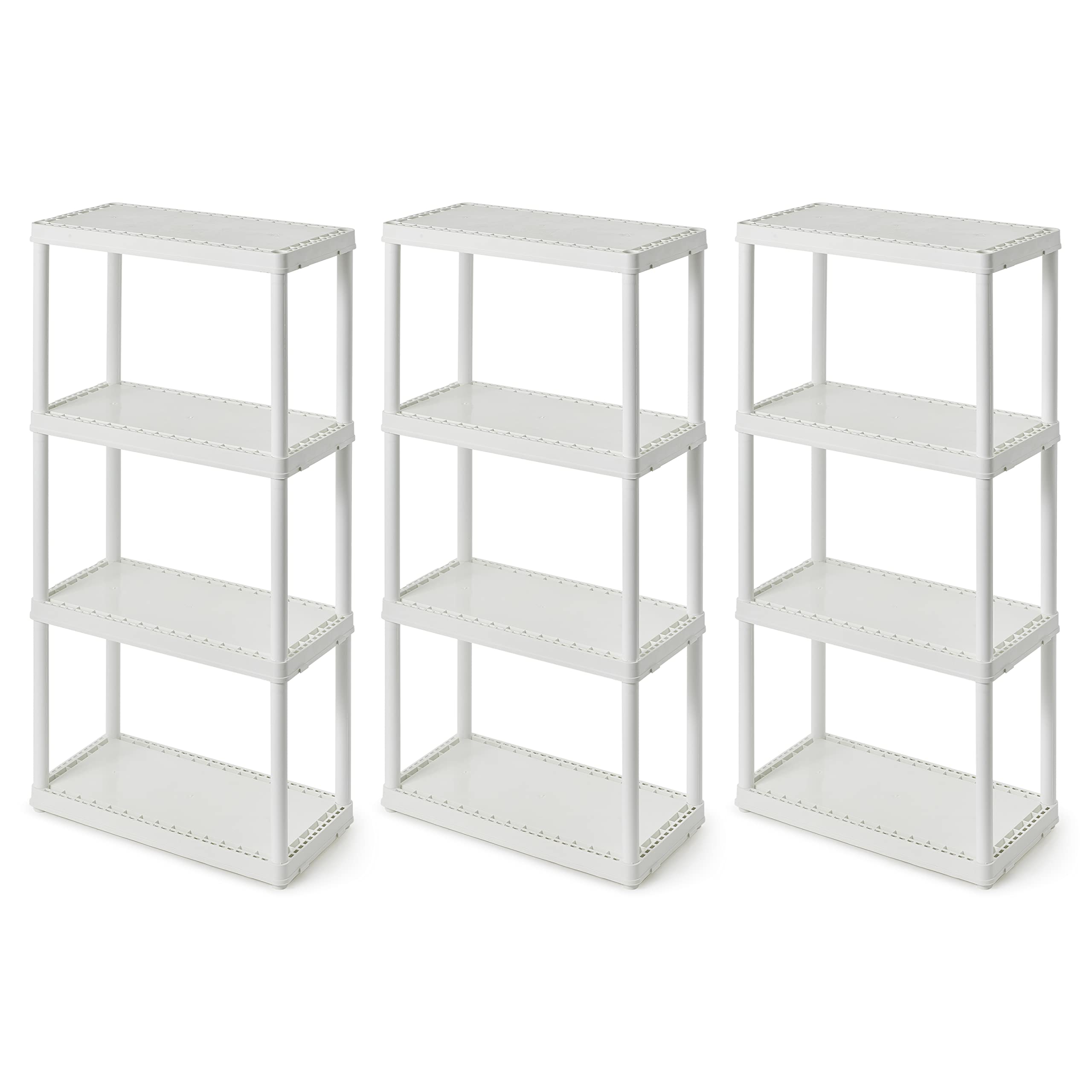 Gracious Living  4 Shelf Fixed Height Solid Light Duty Storage Unit 12 x 24 x 48 for Home Garage Basement Laundry White (3 Pack)