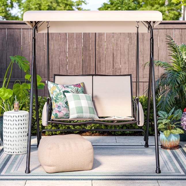 Style Selections Pelham Bay 2 person Black Steel Outdoor Swing GSS00133C A at Lowes