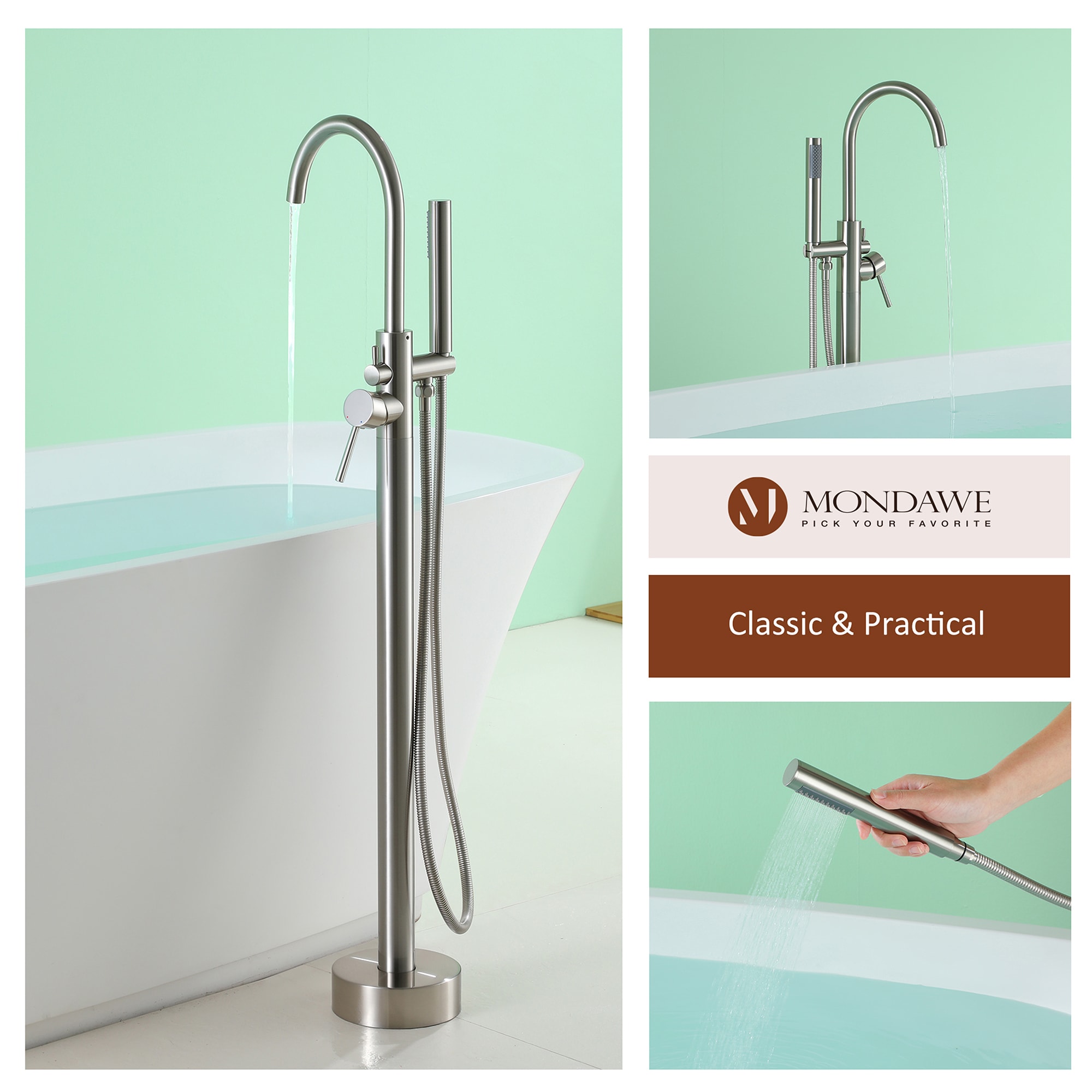 Mondawe AM-S123C-CH Roman-Tub-Faucets - View #4