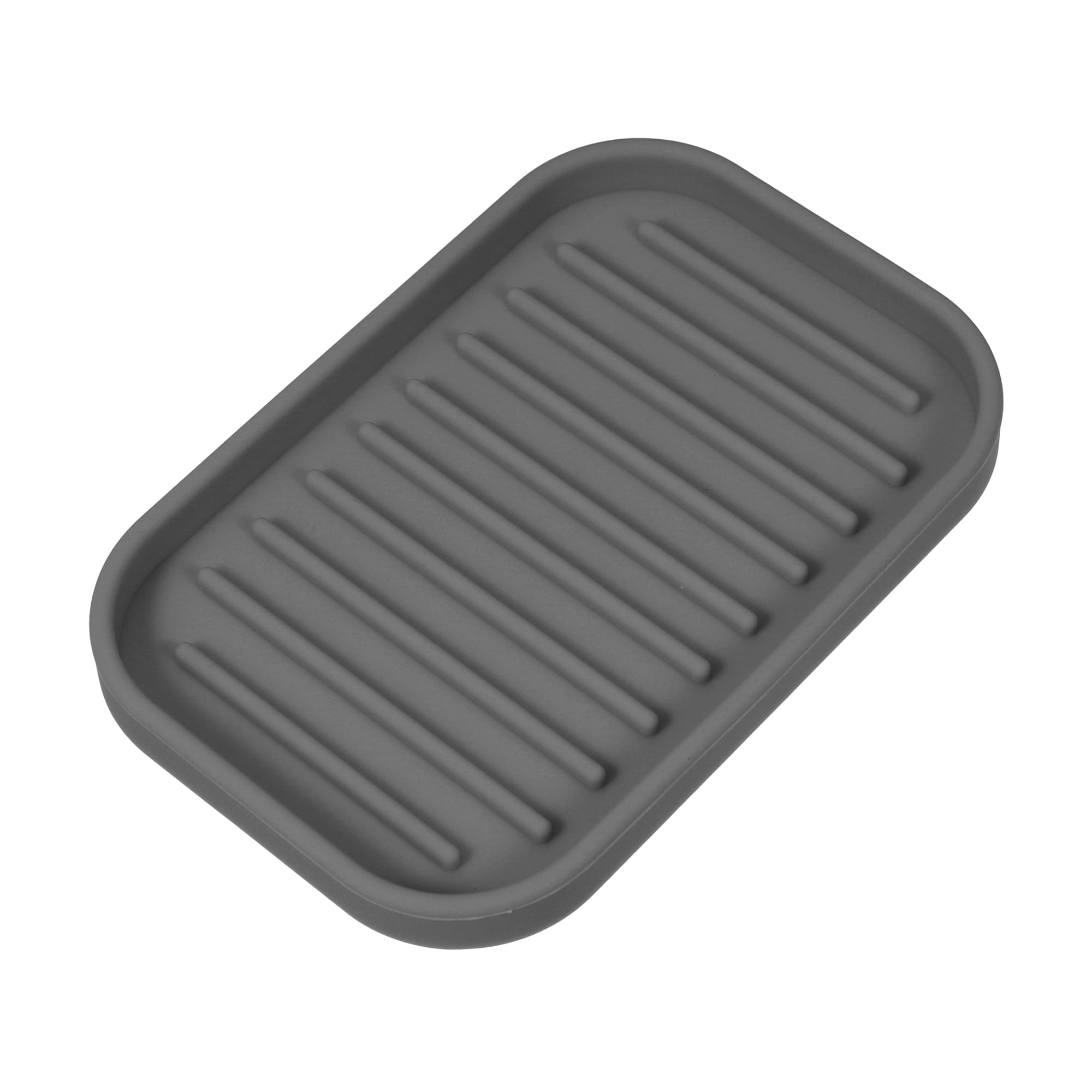 Unique Bargains Soap Dish Soap Cleaning Storage Keep Soap Dry for Home Bathroom Kitchen Silicone Dark Gray 13.5x9cm