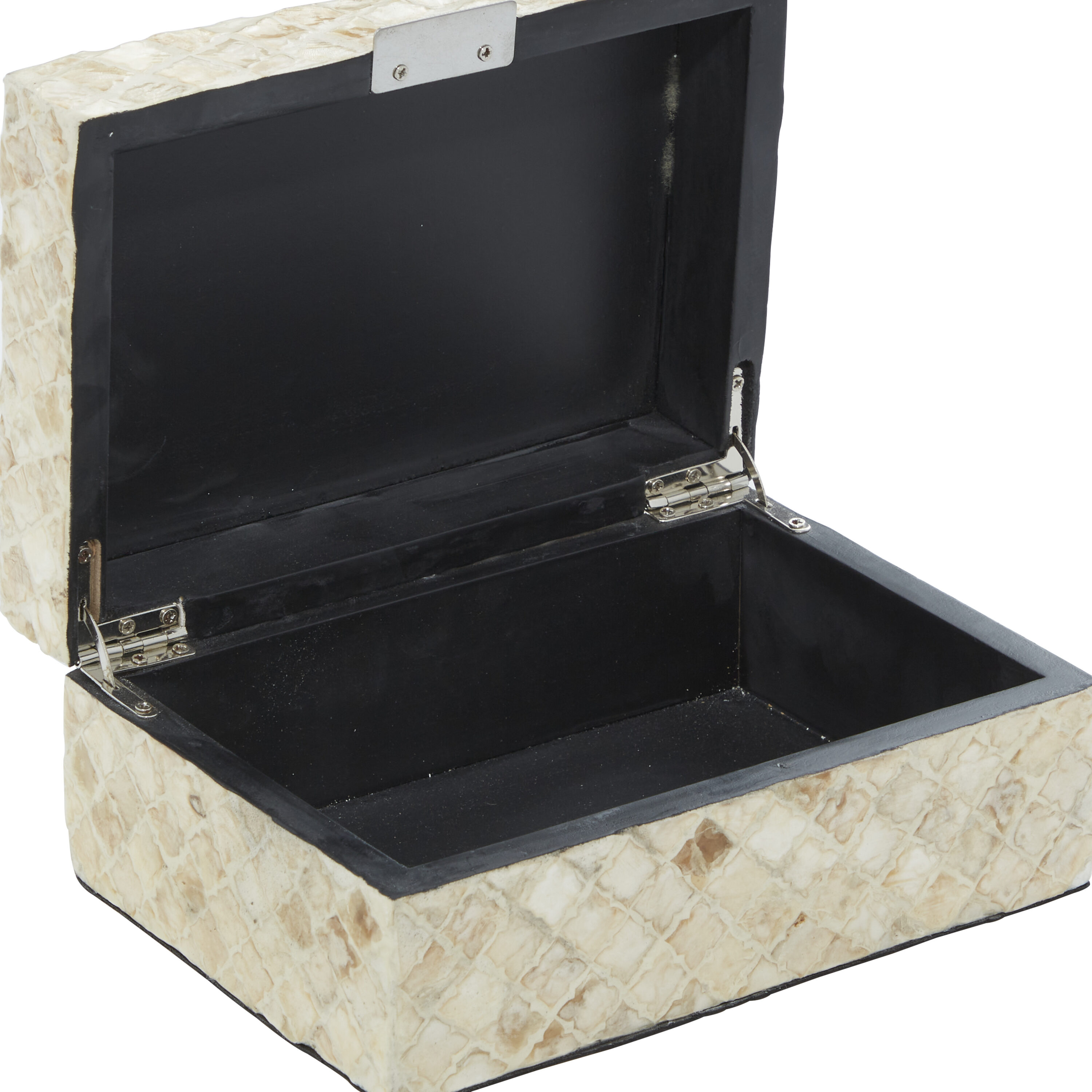Set of 2 Cream Mother of Pearl Shell Decorative Boxes