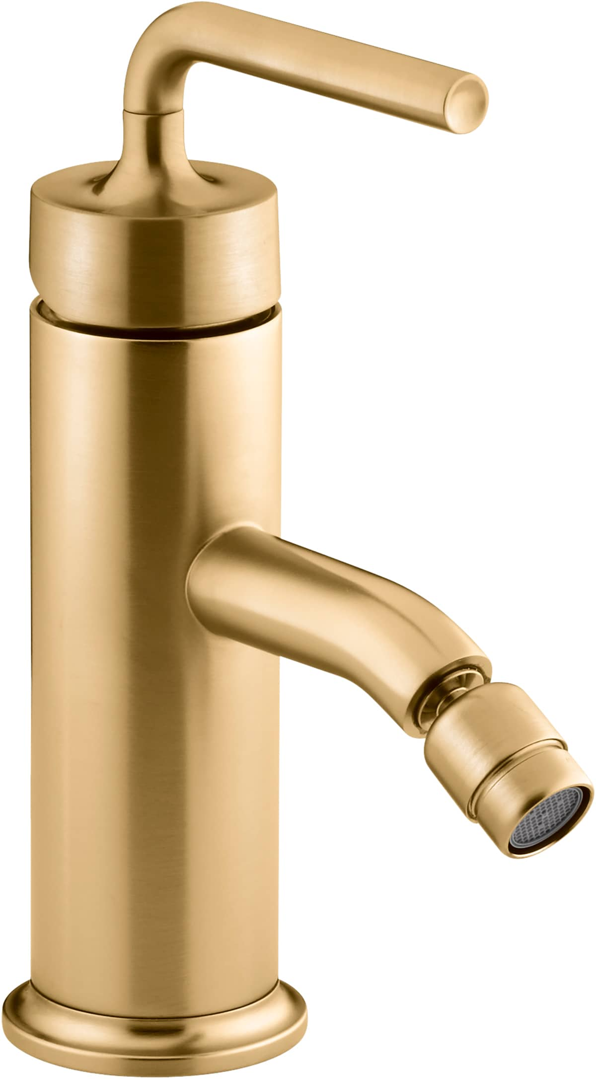 Kohler Purist Vibrant Brushed Moderne Brass Horizontal Spray Single Hole Bidet Faucet In The 9668