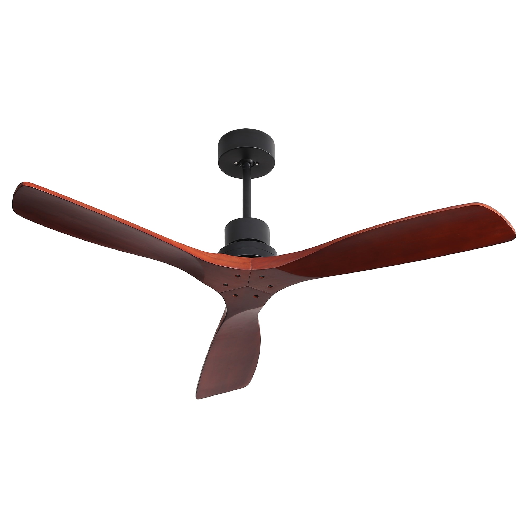 BANSA ROSE XY-M5201DC 52-Inches Black with Wood Blades Indoor/Outdoor Downrod mount Standard Ceiling Fan and Remote ( 3 -Blade)