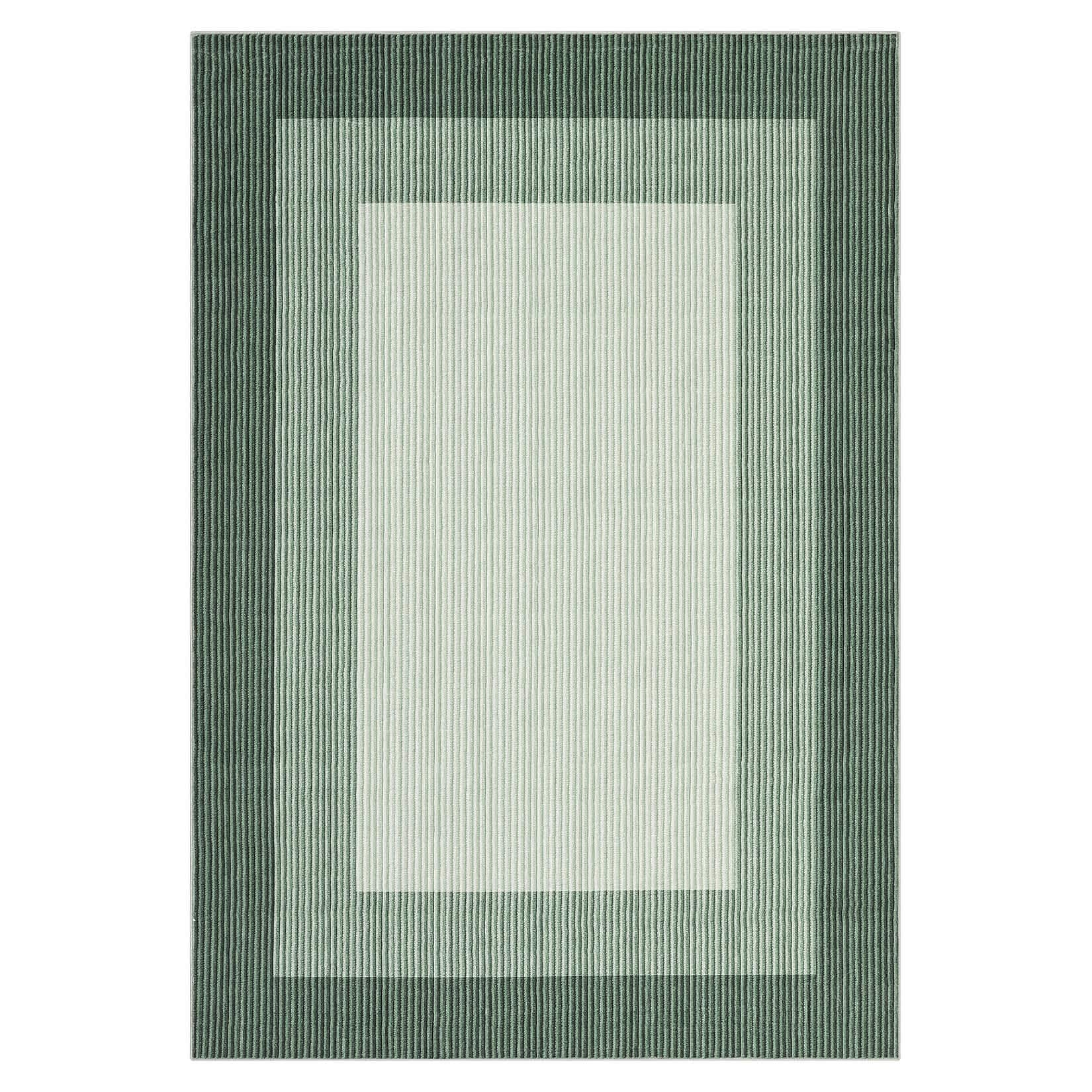Qeetex SUNNY-PHO-344QWT4T 9 x 12 ft Polyester Green Rectangular Indoor Geometric Bordered Modern Machine Washable Area Rug
