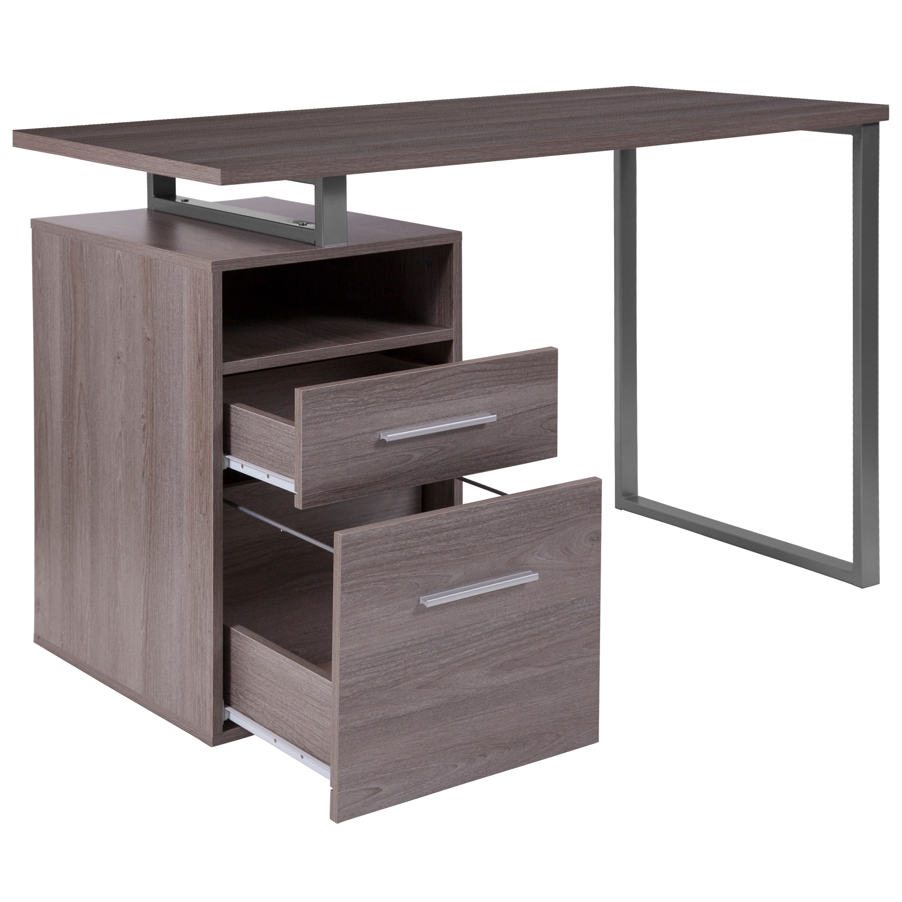 Flash Furniture Dark Ash Wood Grain Finish Computer Desk with Two Drawers