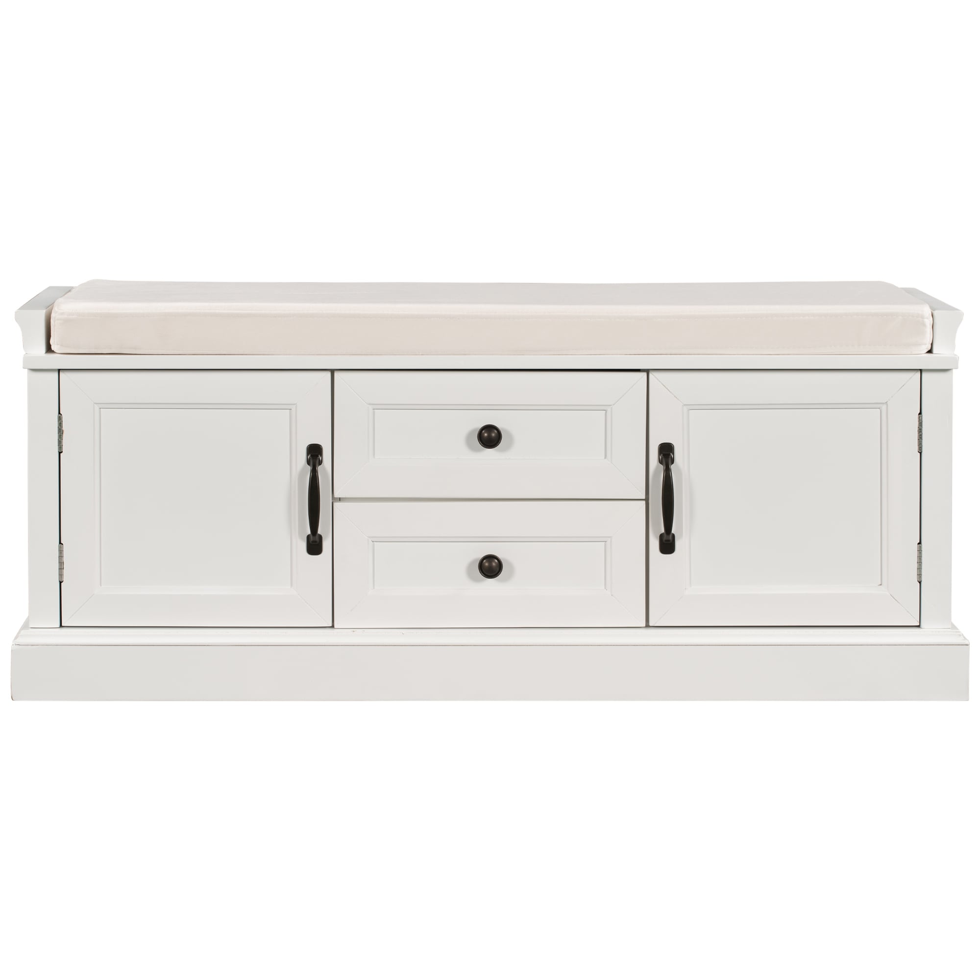 SINOFURN SYA330145WT Rustic Antique White Accent Bench with Storage 42.5-Inches x 15.9-Inches x 17.5-Inches