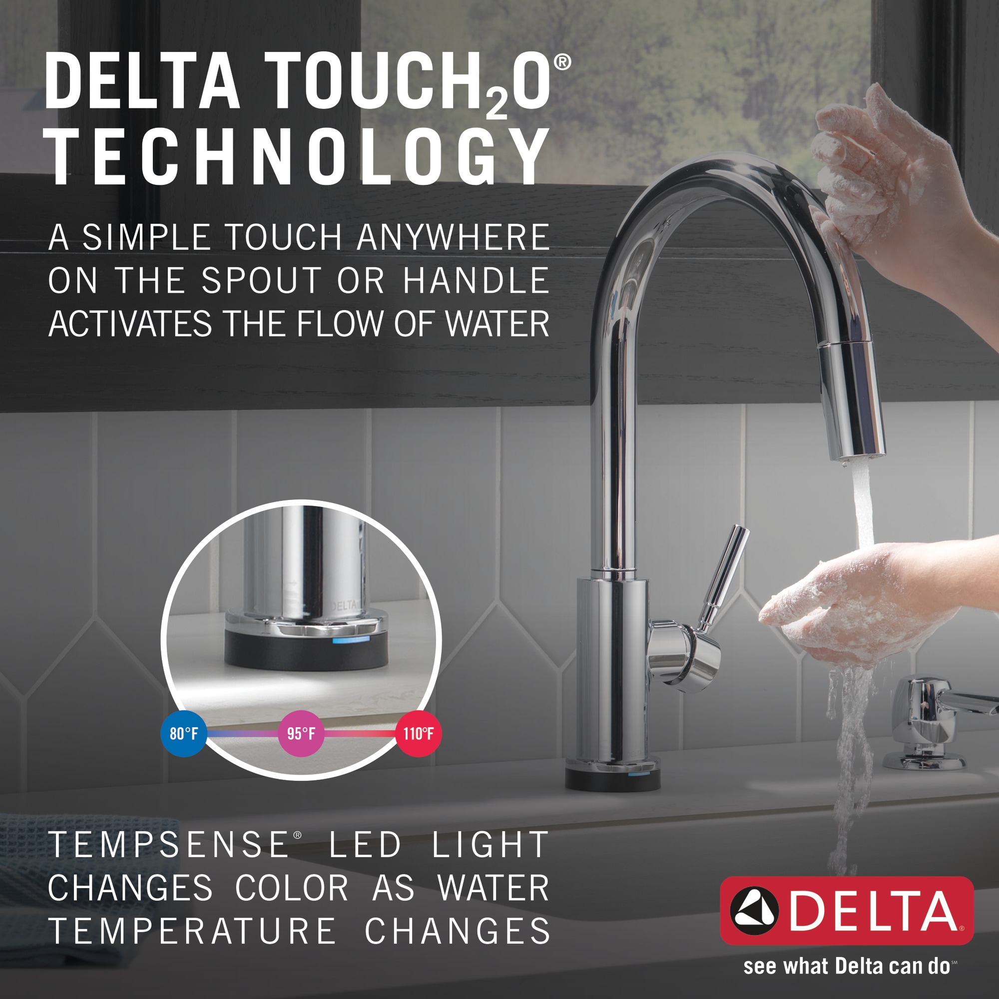 Delta Trask Touch2O Chrome Single Handle Pull down Touch Kitchen