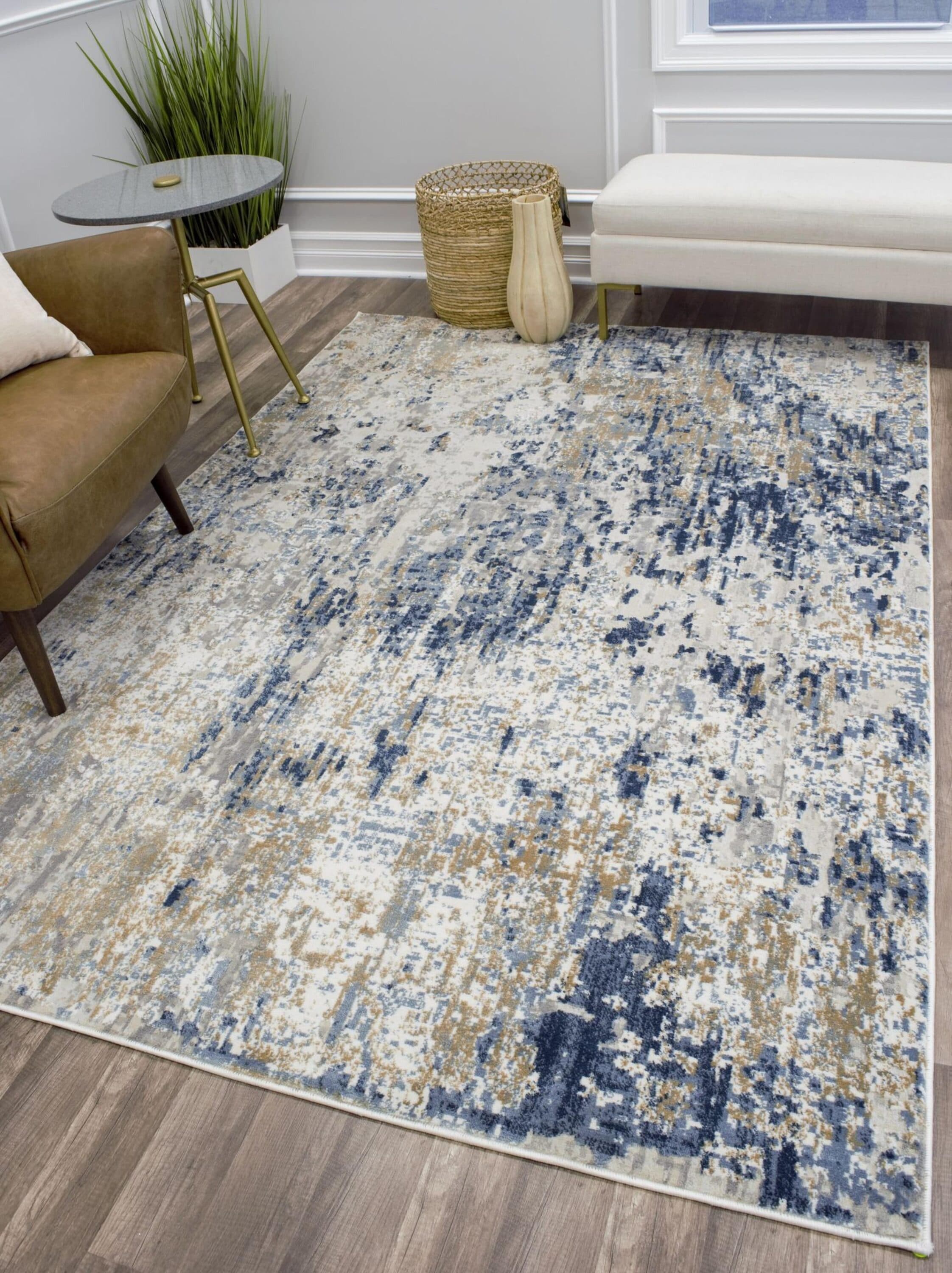 Rugs America 27619 Auden 8 x 10 (ft) Loomed Polyester Gold Foil Rectangular Indoor Medallion Area rug