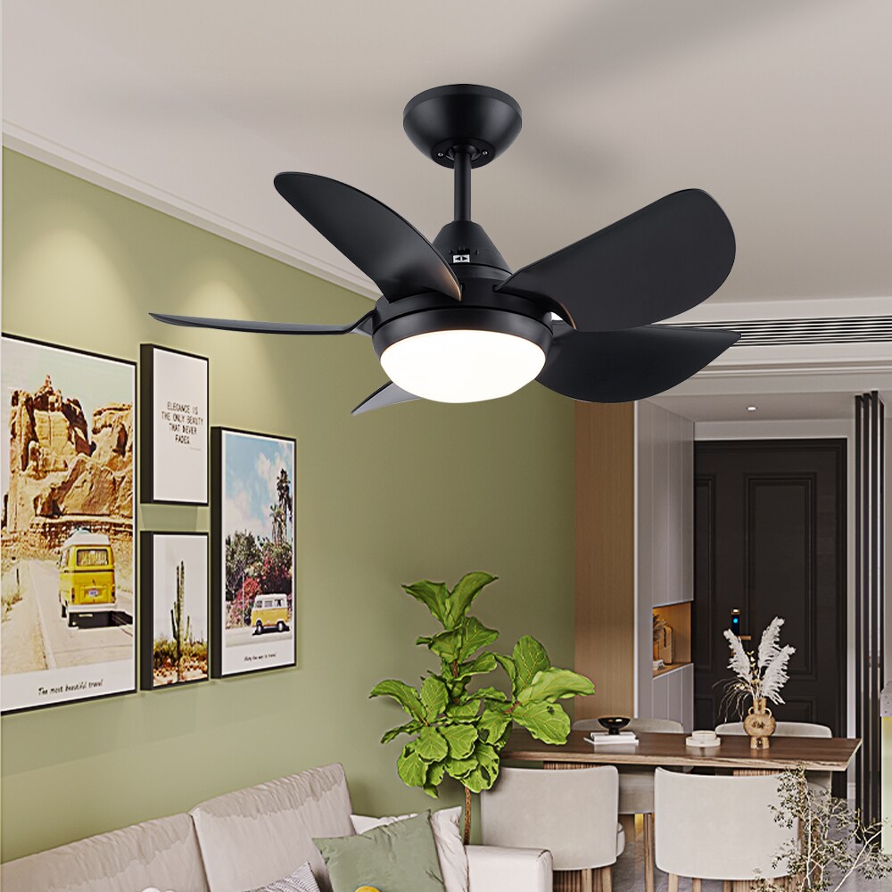 Sunrinx YUHAO 30-in Black Color-changing Indoor Ceiling Fan with Light ...