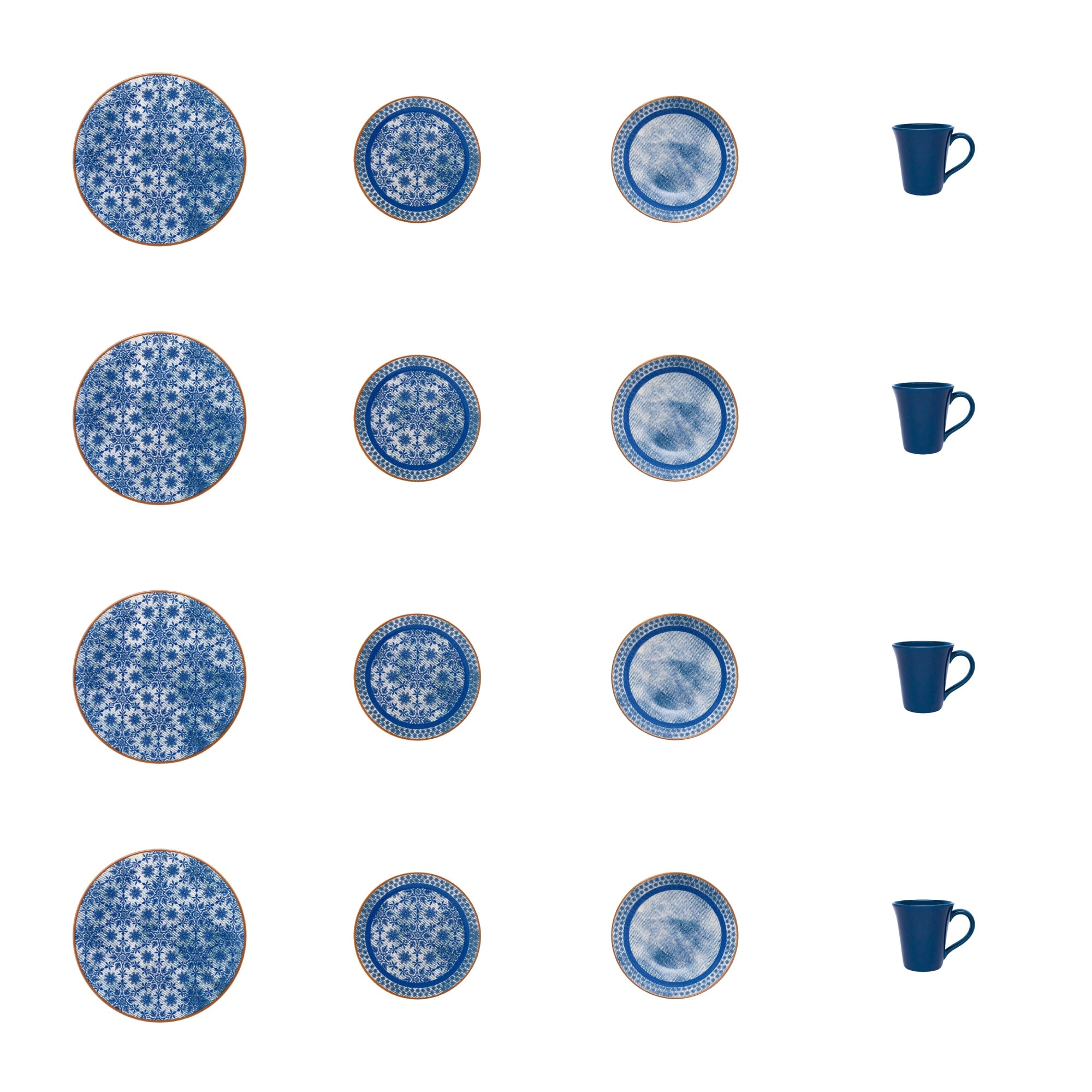 Manhattan Comfort AMA8-5610 16-Piece Blue Stoneware Dinnerware