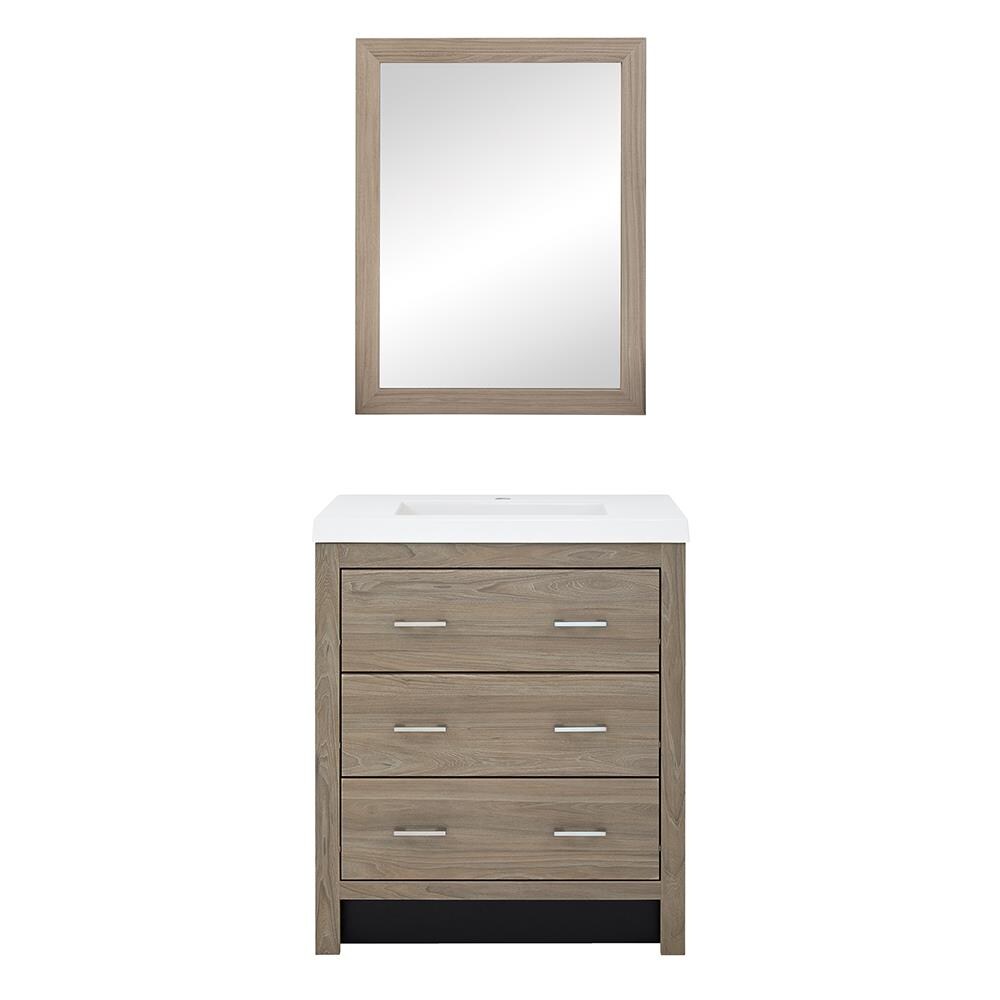 Style Selections C45Q30M-SS 30-in Taupe Single Sink Bathroom Vanity with White Cultured Marble Top (Mirror Included)
