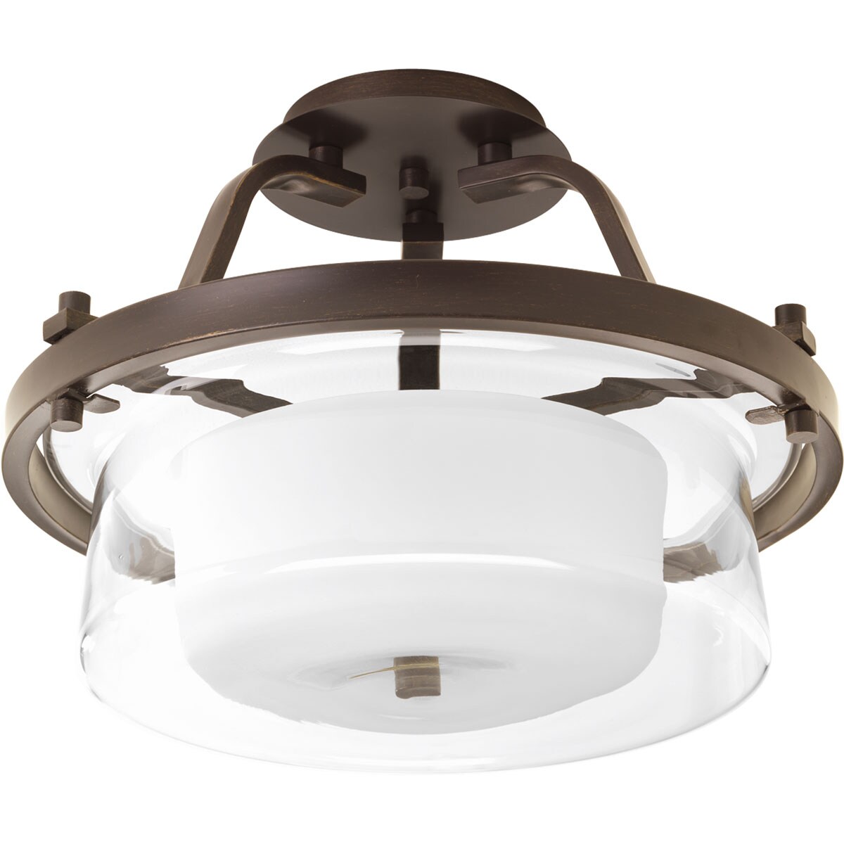 Progress Lighting P3707-20 Indulge 1-Light 15-in Antique Bronze Semi-flush Mount Light