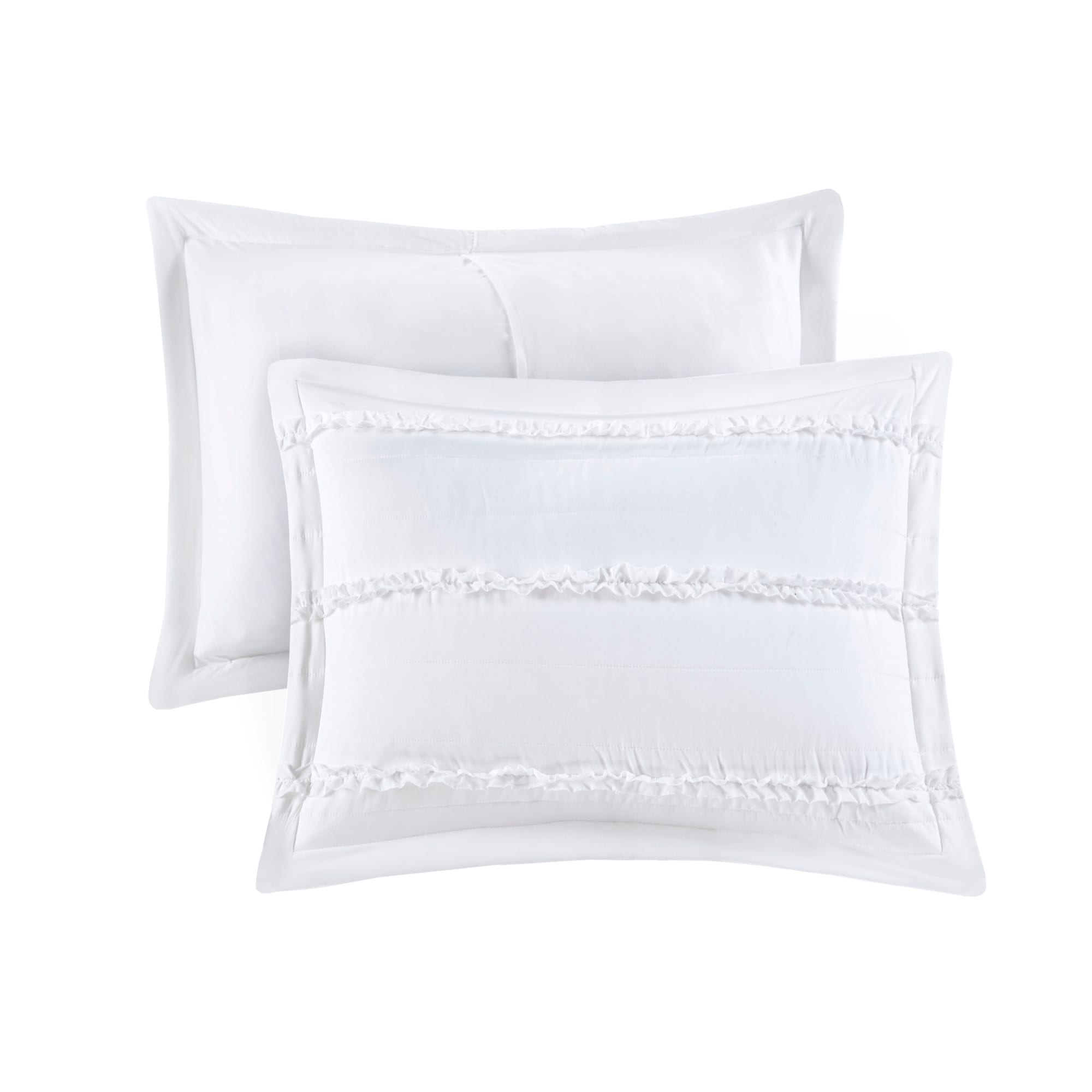 Celeste White Microfiber King Comforter Set with Ruffles