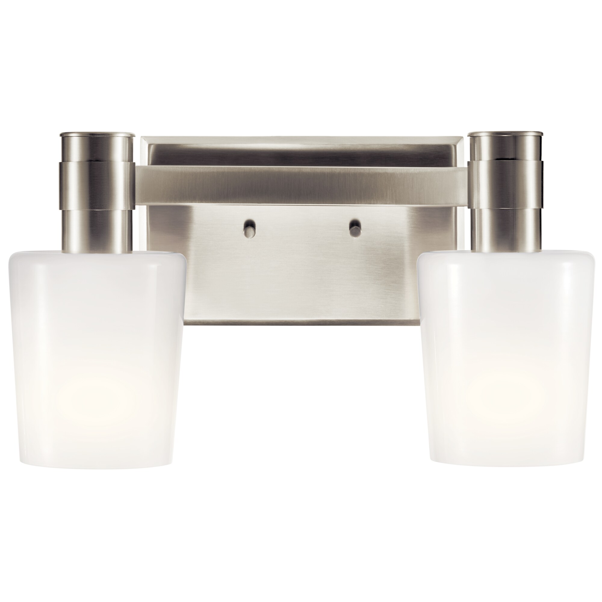 Brushed Nickel 2-Light Vanity Light with Opal Glass Shade