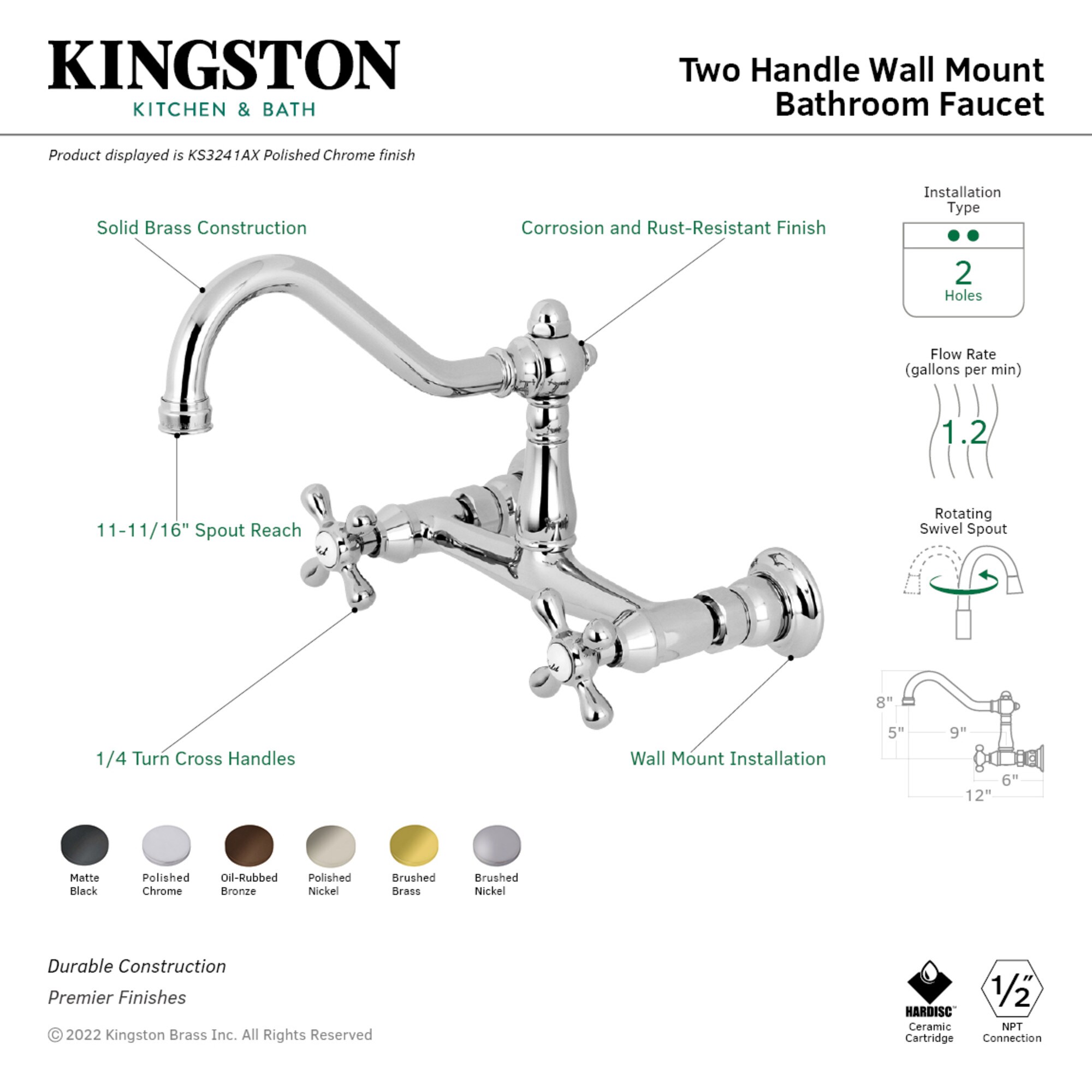 Kingston Brass WLKS3245AX Lavatory-Faucets - View #3