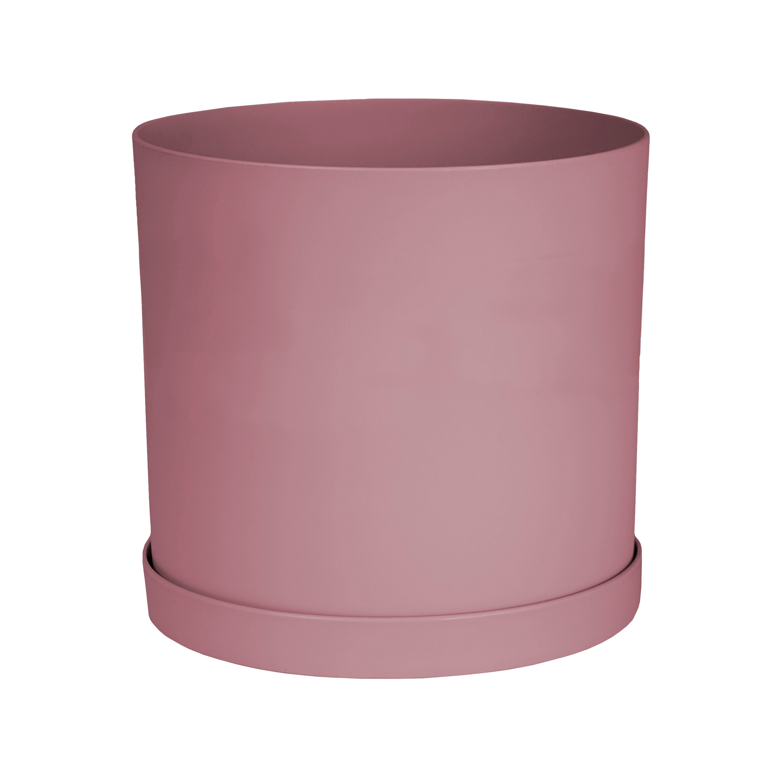 Bloem MAT1234 Round 13-in W Medium Pink Plastic Contemporary/Modern Indoor/Outdoor Planter with Drainage Holes Attached Saucer