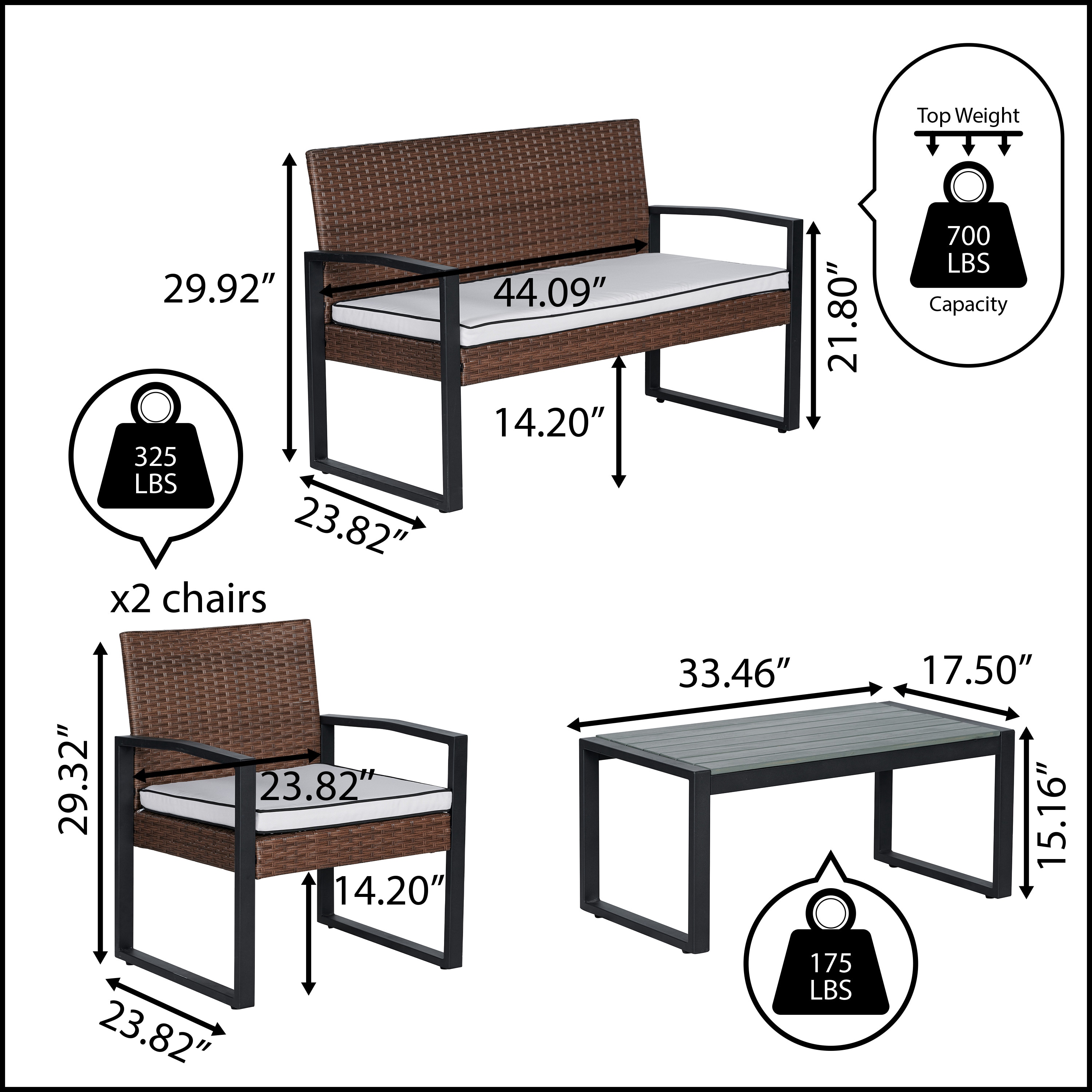 JONATHAN  Y LVG1102B-4SET Patio-Conversation-Sets - View #6
