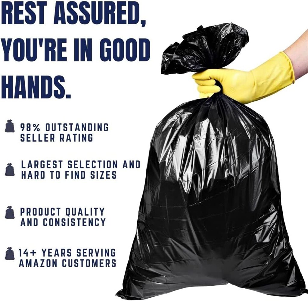 65 Gallon Trash Bags for Toter with Ties Extra Large Black Garbage Bags 32  Count