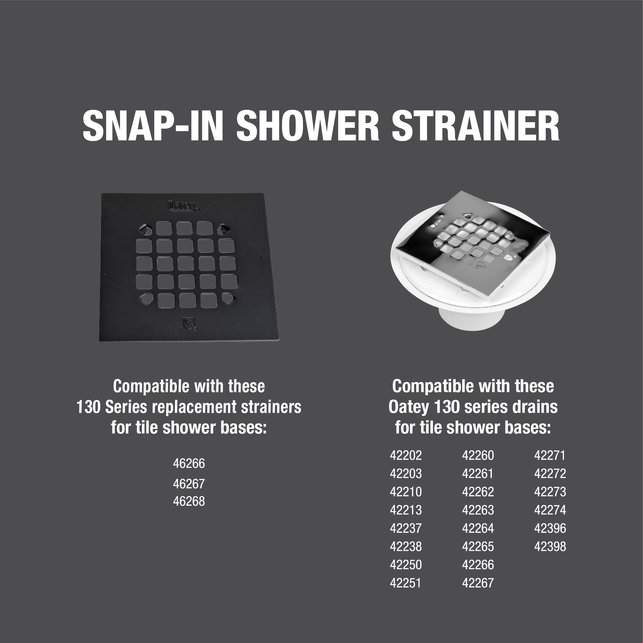 Black Snap-in Shower Drain Cover,Hidrop 4-1/4 OD Round Shower Strainer  Grid, Easy-to-Install Replacement Cover Stainless Steel Matte Black