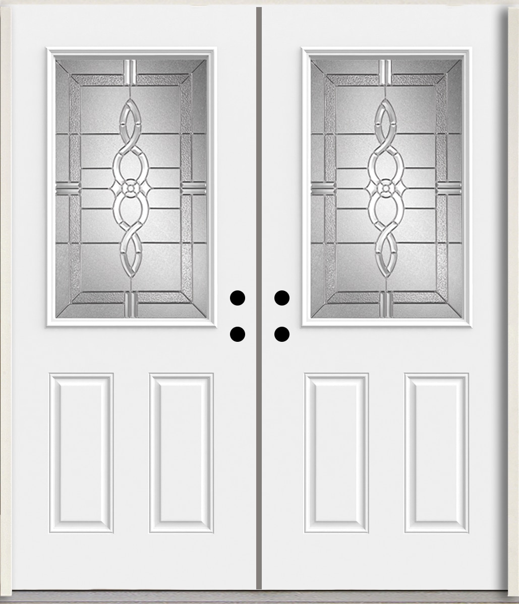 RELIABILT LO963554 Calista 72-in x 80-in x Fiberglass Half lite Left-hand inswing Arctic White Paint Painted Prehung Double Front Door Insulating core