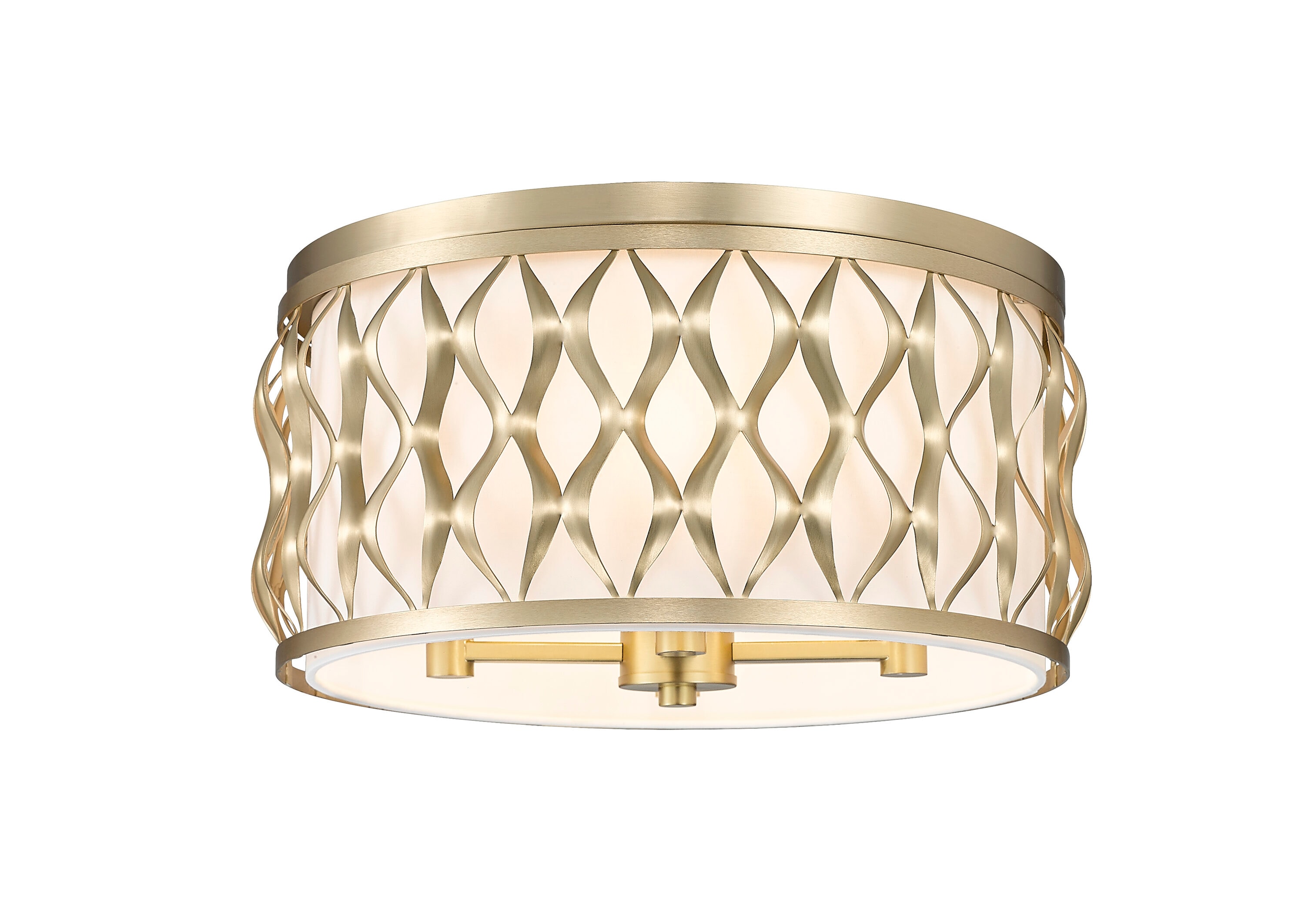 Modern Gold and Glass Drum Flush Mount Ceiling Light