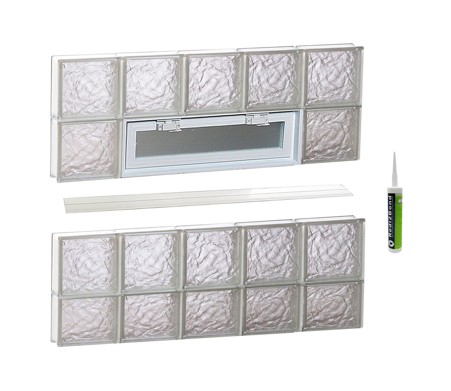 REDI2SET V4030IS Ice Glass 38-3/4-in x 29-in Frameless Replacement Vented Glass Block Window