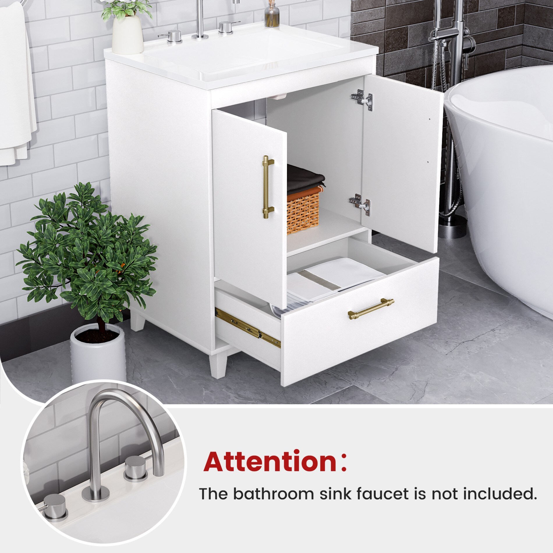 Serwall 24LZKD-WH Bath-Vanity-Combo - View #9