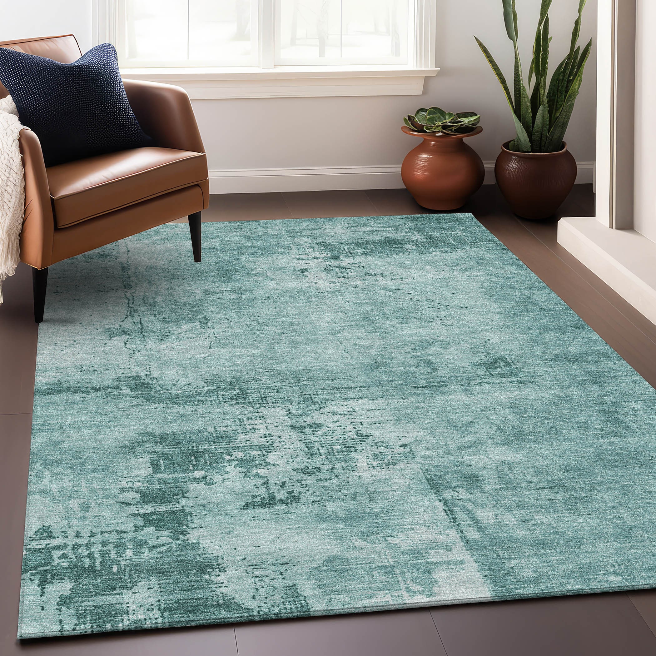 Addison Rugs ACN1062TE10X14 Chantille ACN1062TE 10 x 14 (ft) Polyester Teal Rectangular Indoor/Outdoor Geometric Machine washable Area rug