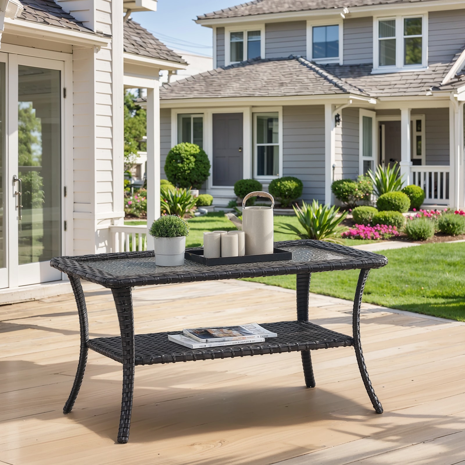  PA111 PATABLE-T Rectangle Wicker Coffee Table 20-in W x 40-in L