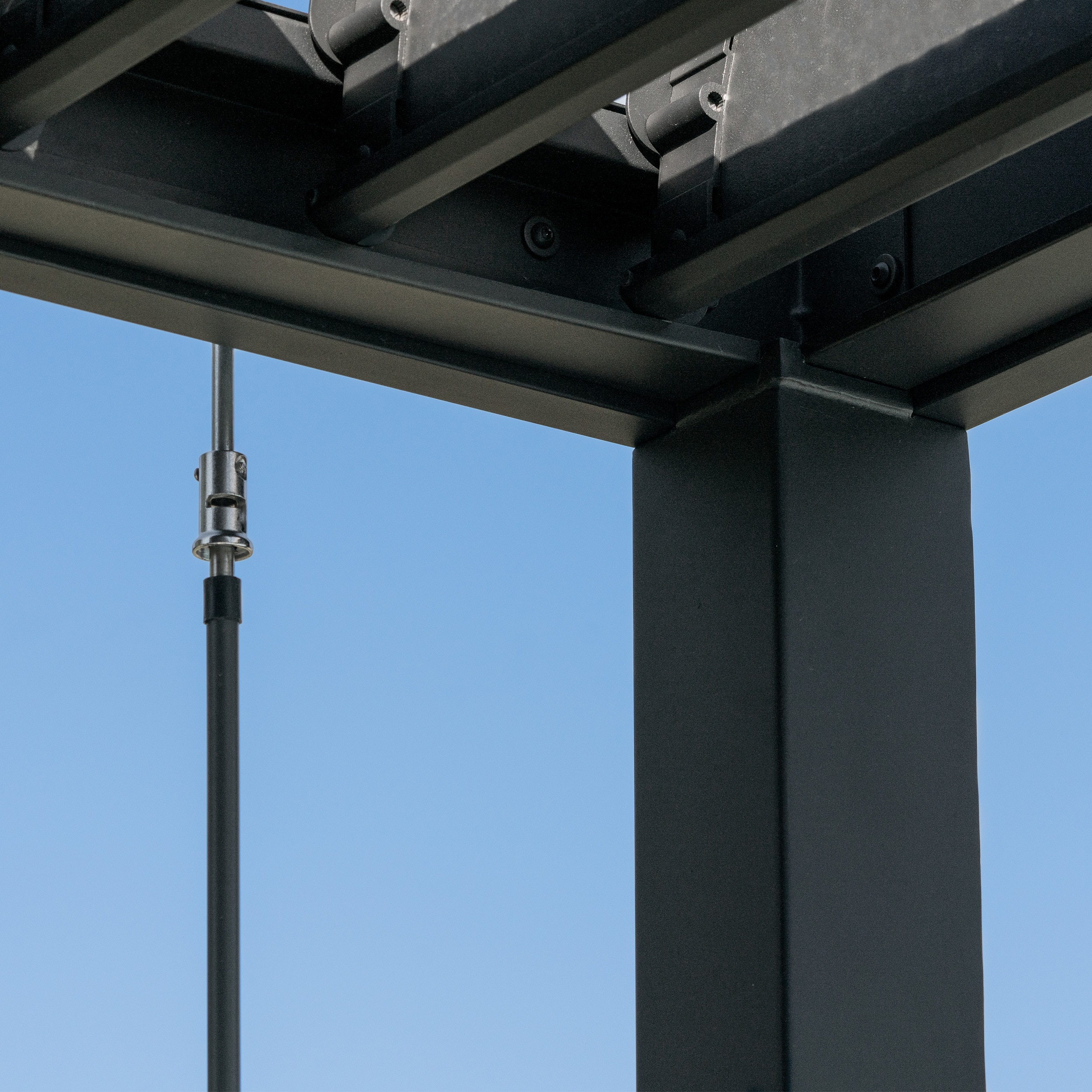 Sarasota Black Steel Louvered Pergola with Canopy