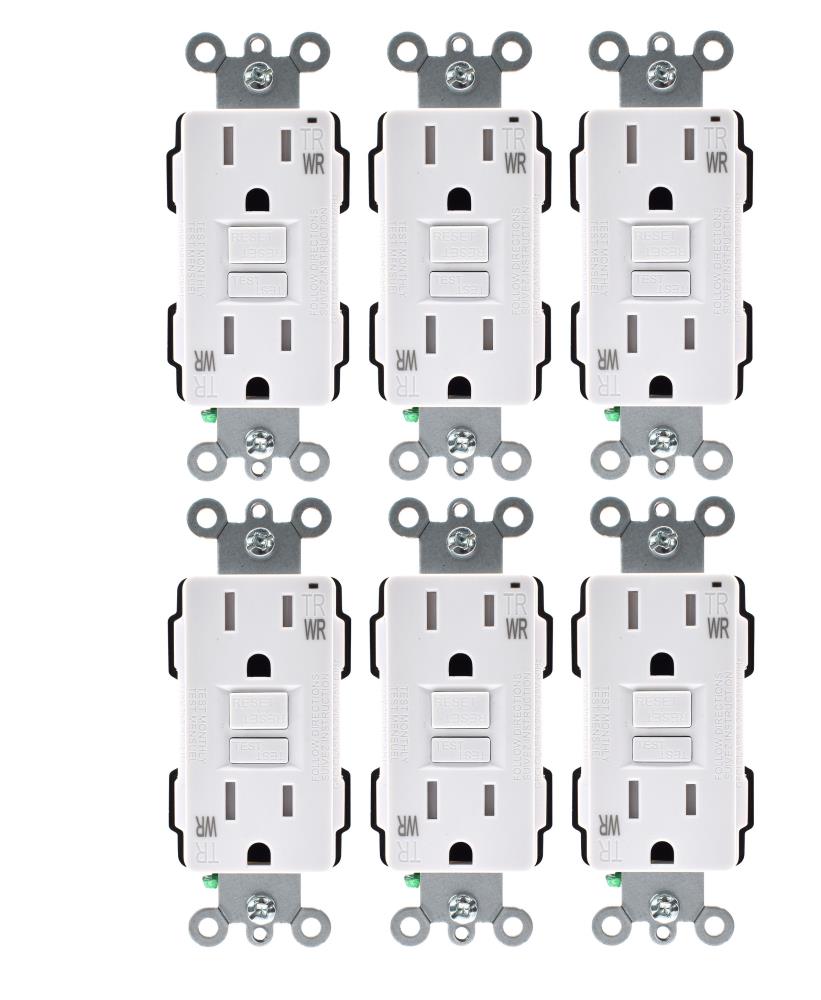 Utilitech G1915TW-WH6 15 -Amp 125-volt Tamper Resistant Weather Resistant GFCI Residential Decorator Outlet , White 6 -Pack