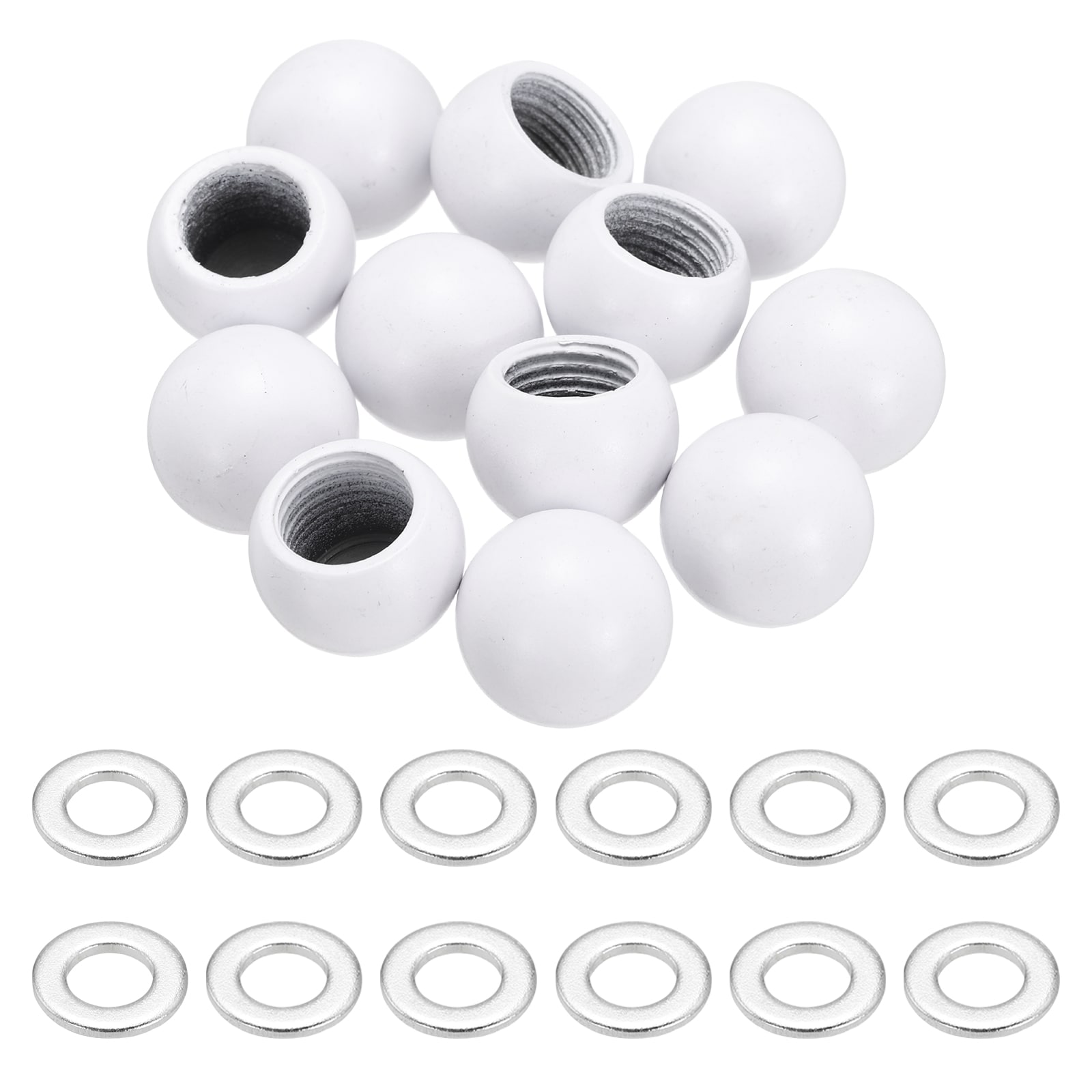Unique Bargains 12pcs M10 x 15mm Threaded Ball Knobs Carbon Steel Thread Cap Nuts Knob Ball Nuts Knob Caps Nut Cover Screw Caps Balls Lamp Decoration for Lighting DIY Project White #S26051800UX6435