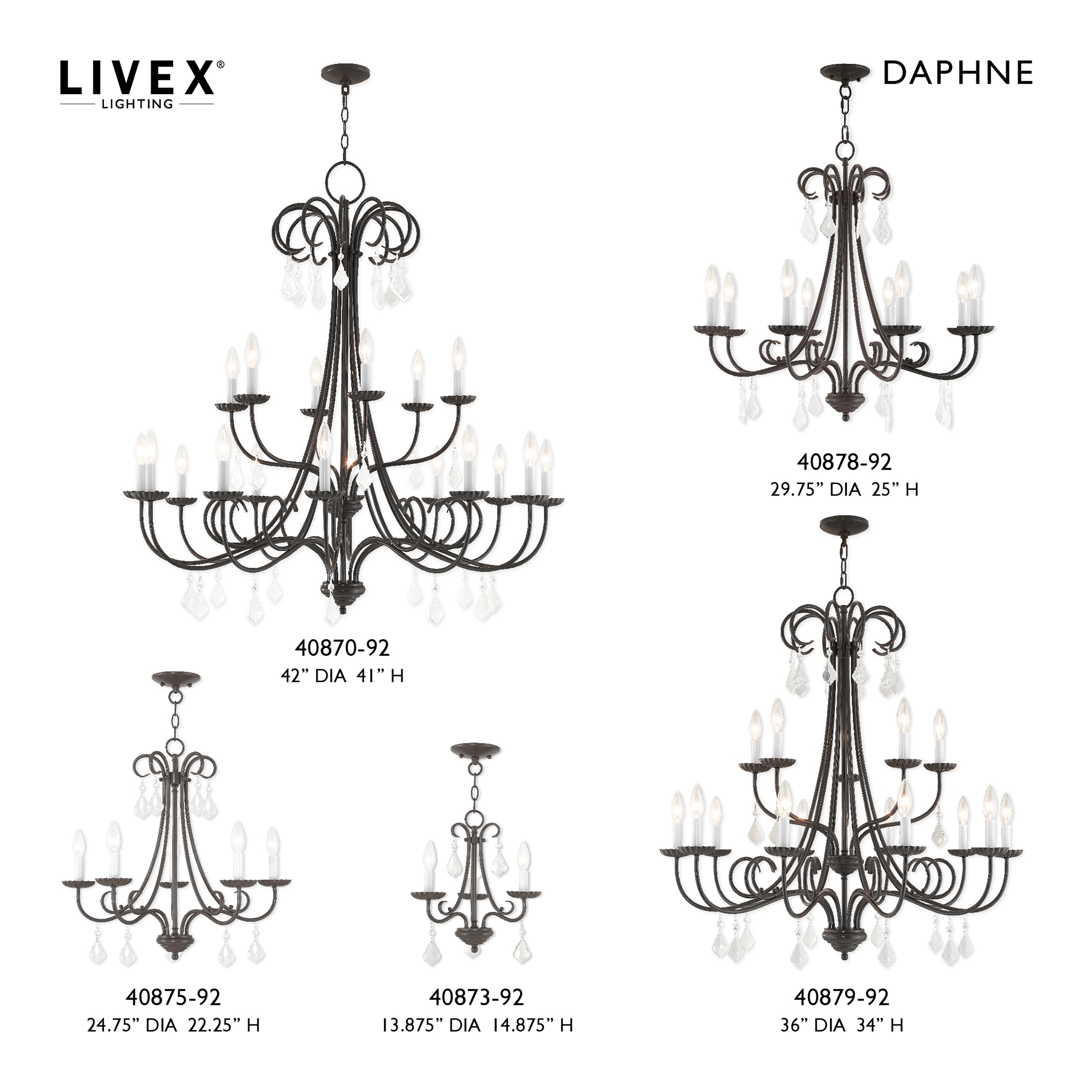 Daphne English Bronze 18-Light Chandelier with Teardrop Crystals