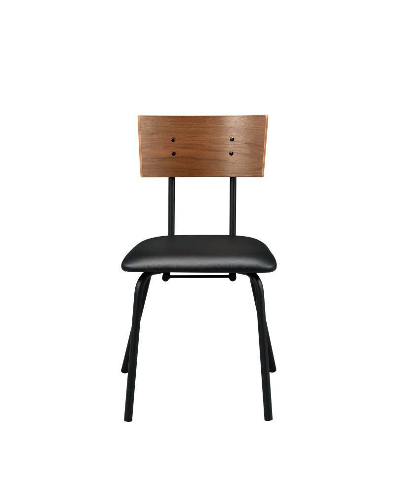 ACME FURNITURE 72912 Jurgen Industrial Black Pu and Walnut Faux Leather Accent Chair