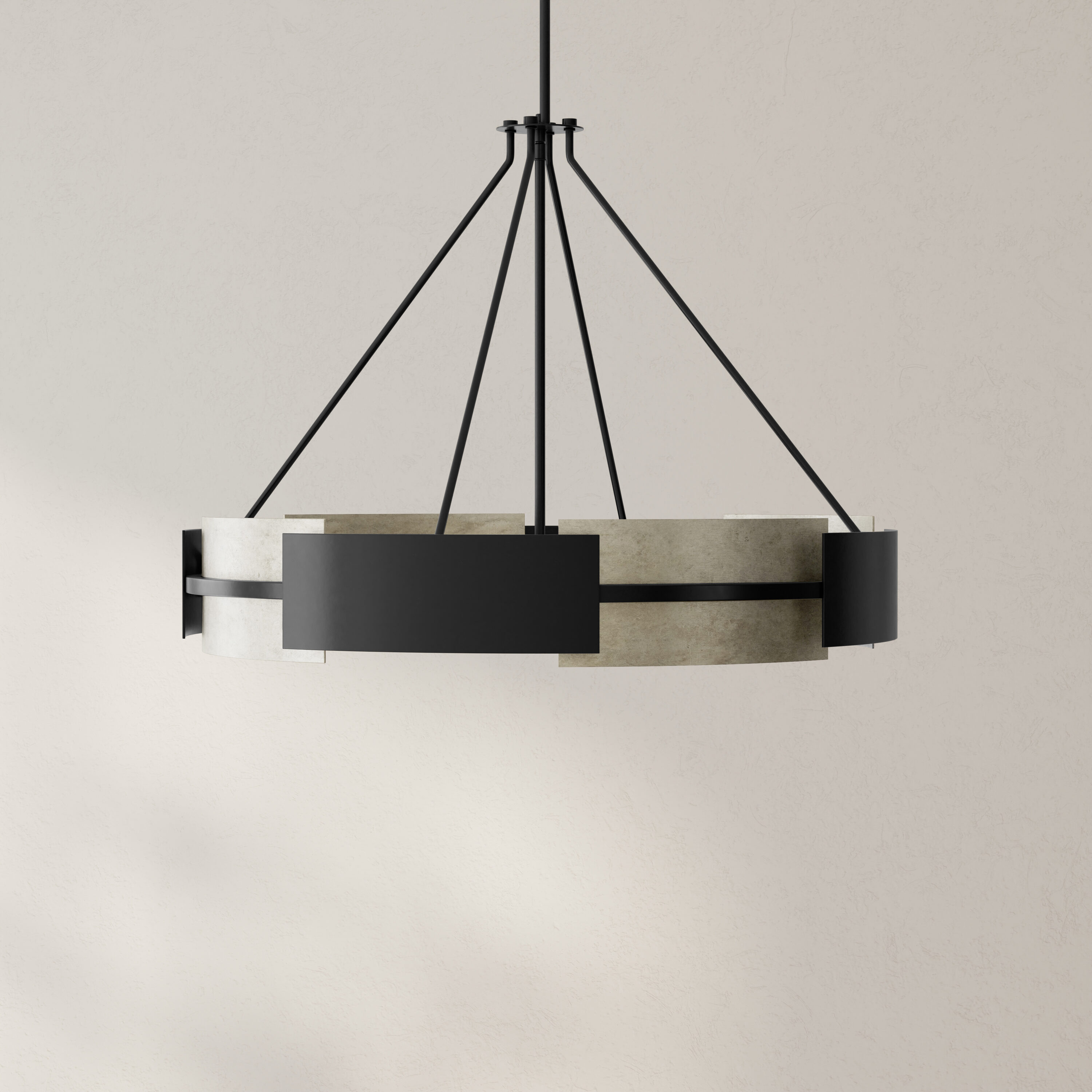Lowery Matte Black and Gold 6-Light Drum Chandelier