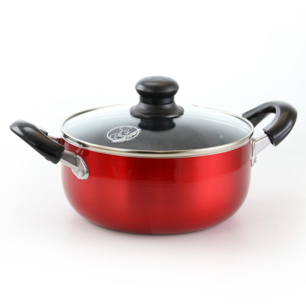 Better Chef 13-Quart Aluminum Dutch Oven with Glass Lid - Red, Non