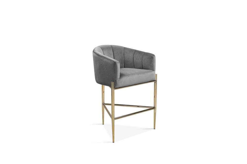 Chic Home Design FCS9490-LW Cyrene Silver 27.25-in H Small Upholstered Wood Bar Stool with Arms & Back