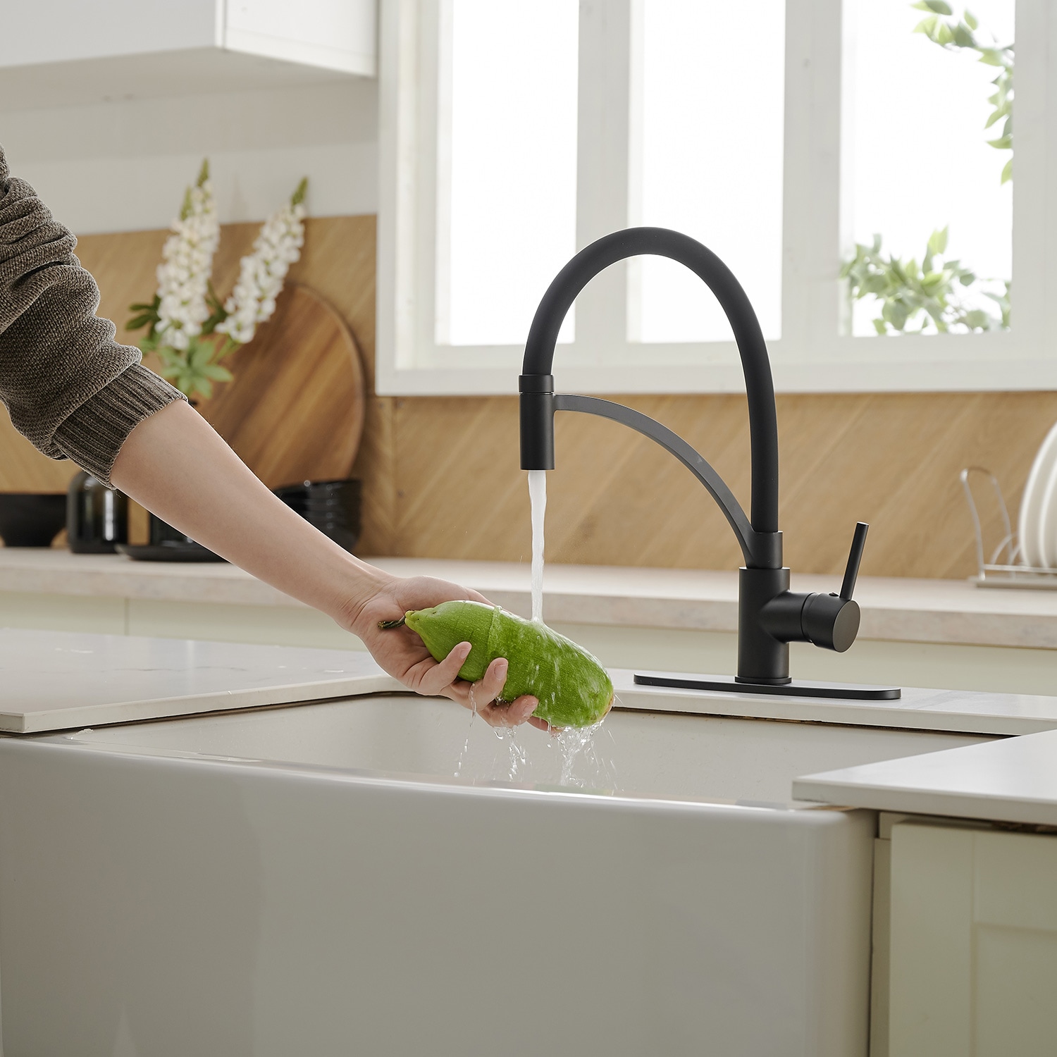 Matte Black Pull-Out Spray Single Handle Kitchen Faucet