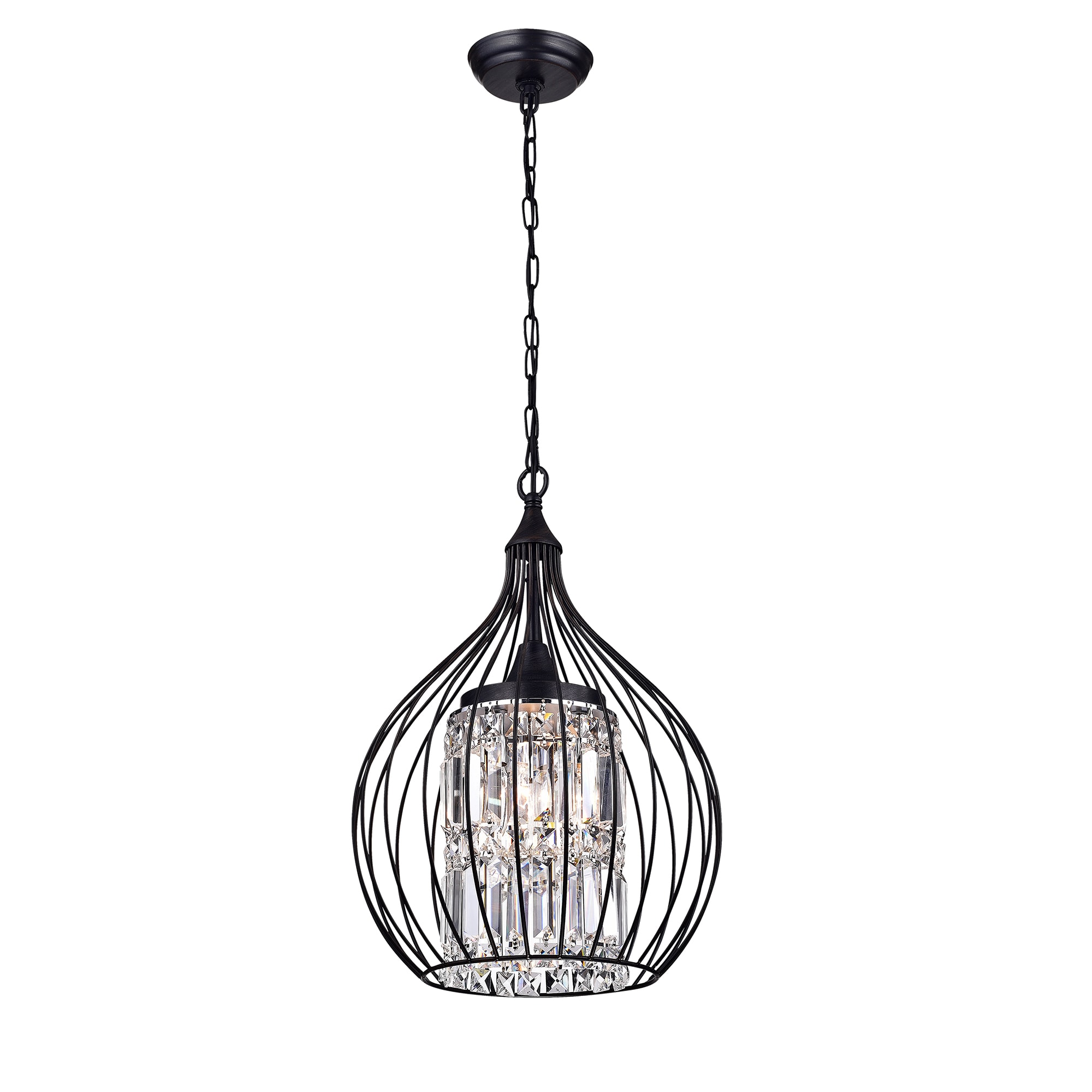 KINWELL BSC-GS009-DBN Modern Chandelier 3 -Light Brushed Black Modern/contemporary Crystal For Use in Bedrooms, Dining Rooms, Kitchens, Living Rooms Chandelier