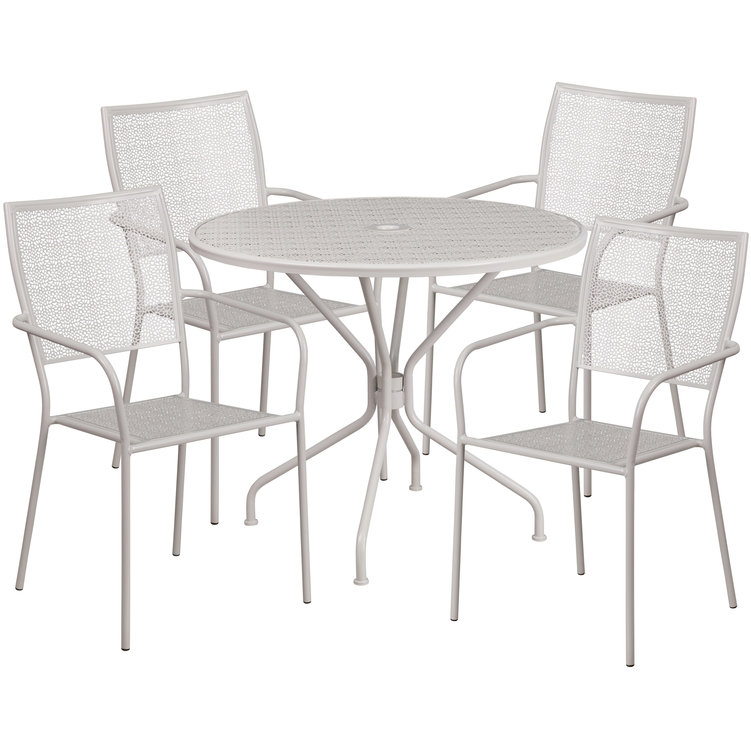 Flash Furniture Oia 5Piece Gray Patio Dining Set Steel Round Table