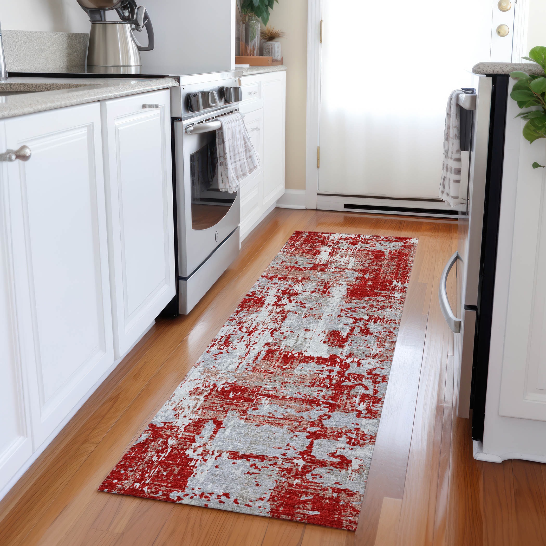 Addison Rugs ACN1008RD2X8 Chantille ACN1008RD 2 x 7 (ft) Polyester Red Rectangular Indoor/Outdoor Geometric Machine washable Runner rug