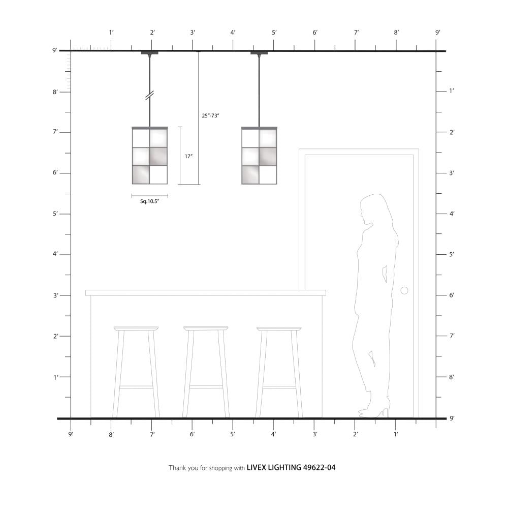Trondheim 4-Light Crystal & Black Fabric Shade Pendant
