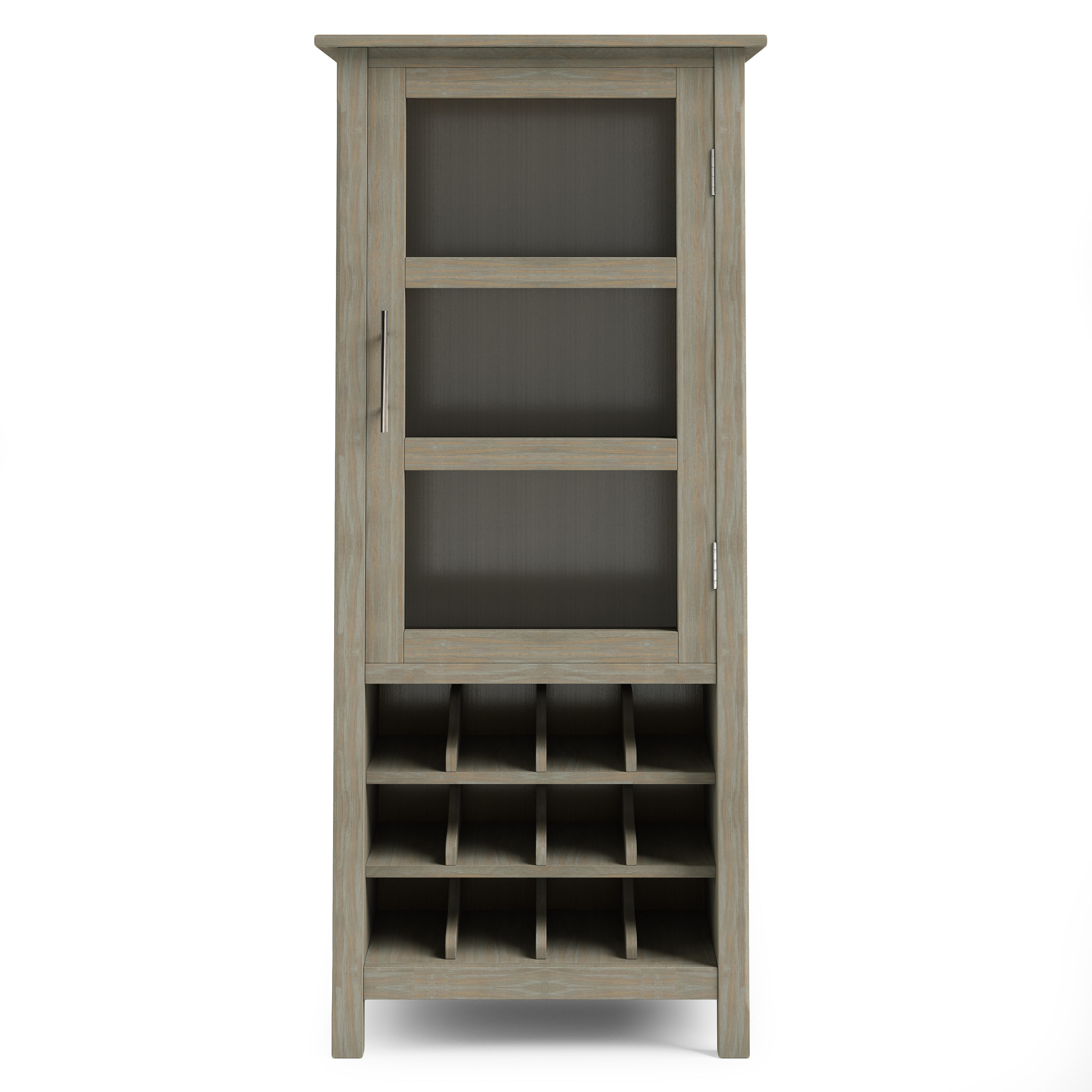 Avalon Distressed Gray Solid Wood High Storage Wine Rack Cabinet
