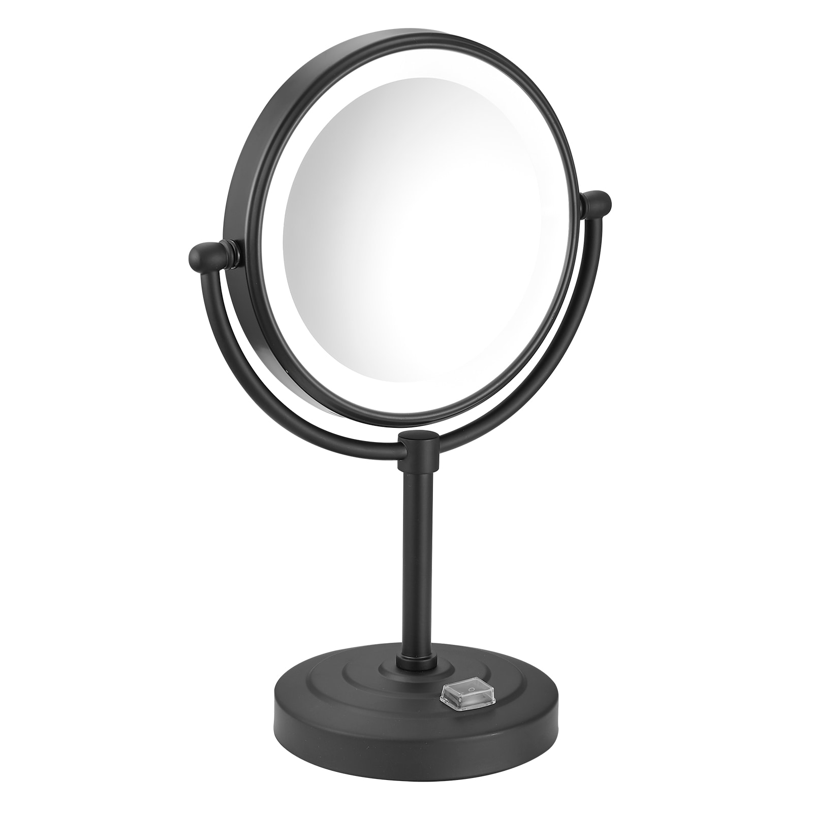 BWE A-9MML002-B 8-in x 8-in Matte Black Double-Sided 10x Magnifying Fog Resistant Countertop vanity mirror with Light