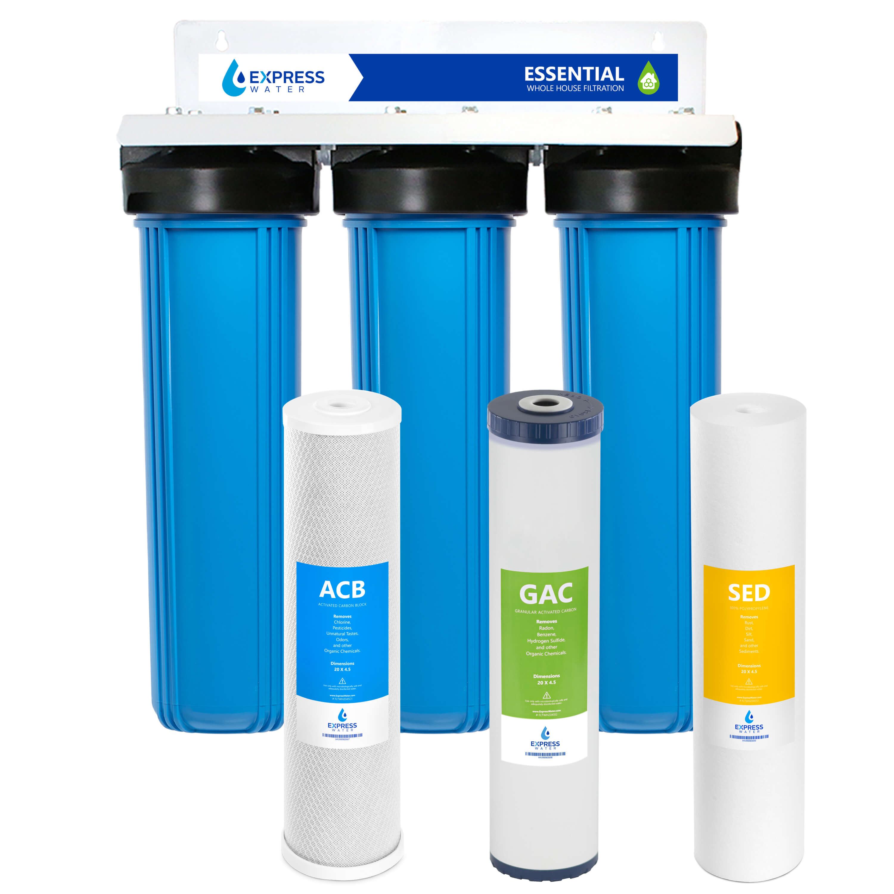 Express Water WH-300RS-CGS WH-300RS-CGS Triple-stage 15-GPM Carbon block Soft water Whole House Water Filtration System