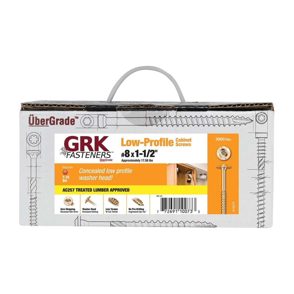 GRK Fasteners 10073 #8 x 1-1/2-in Polymer Interior Cabinet mounting screws ( 3000 -Per Box )