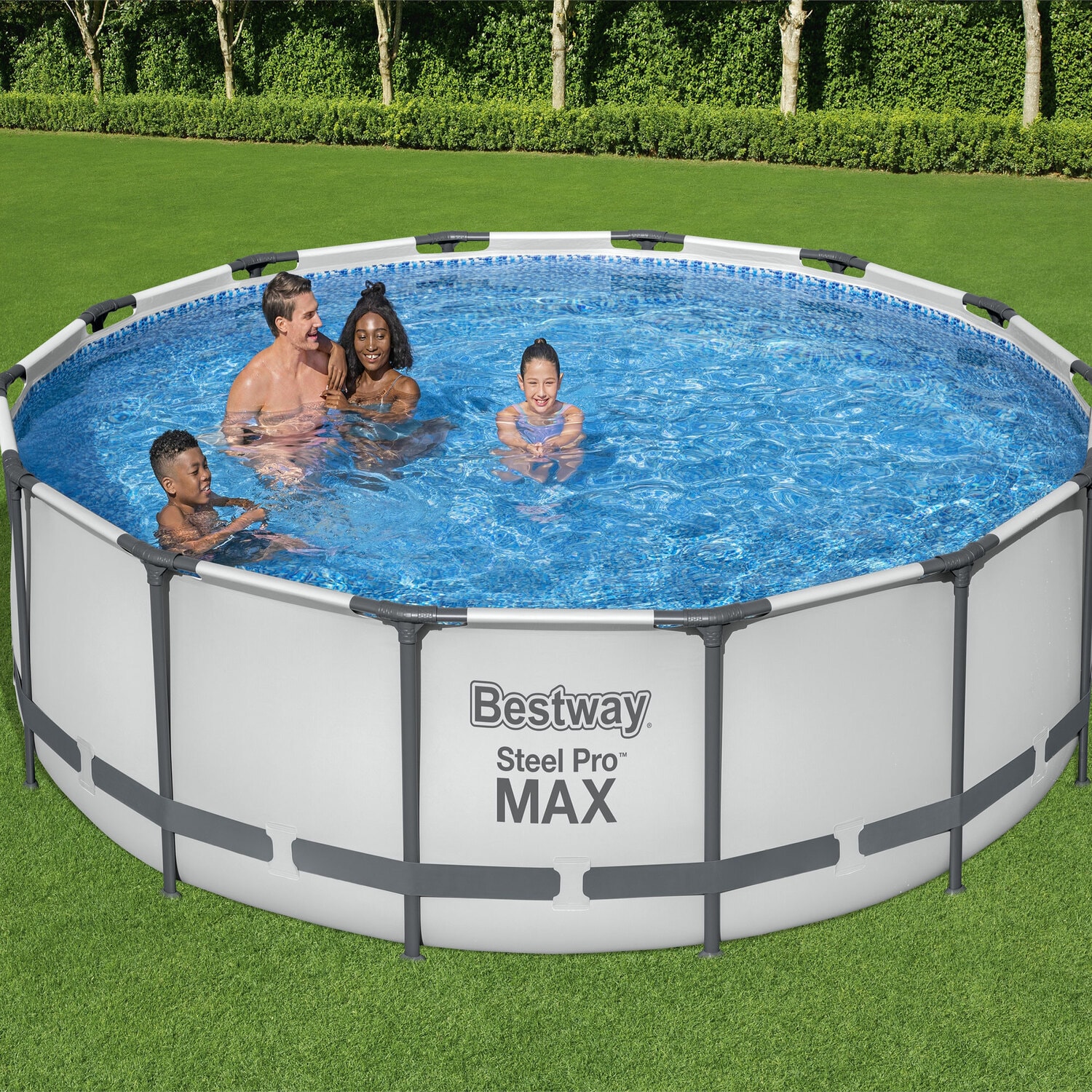 Bestway 14-ft x 14-ft x 42-in Steel Wall Panels Round Above-Ground Pool ...