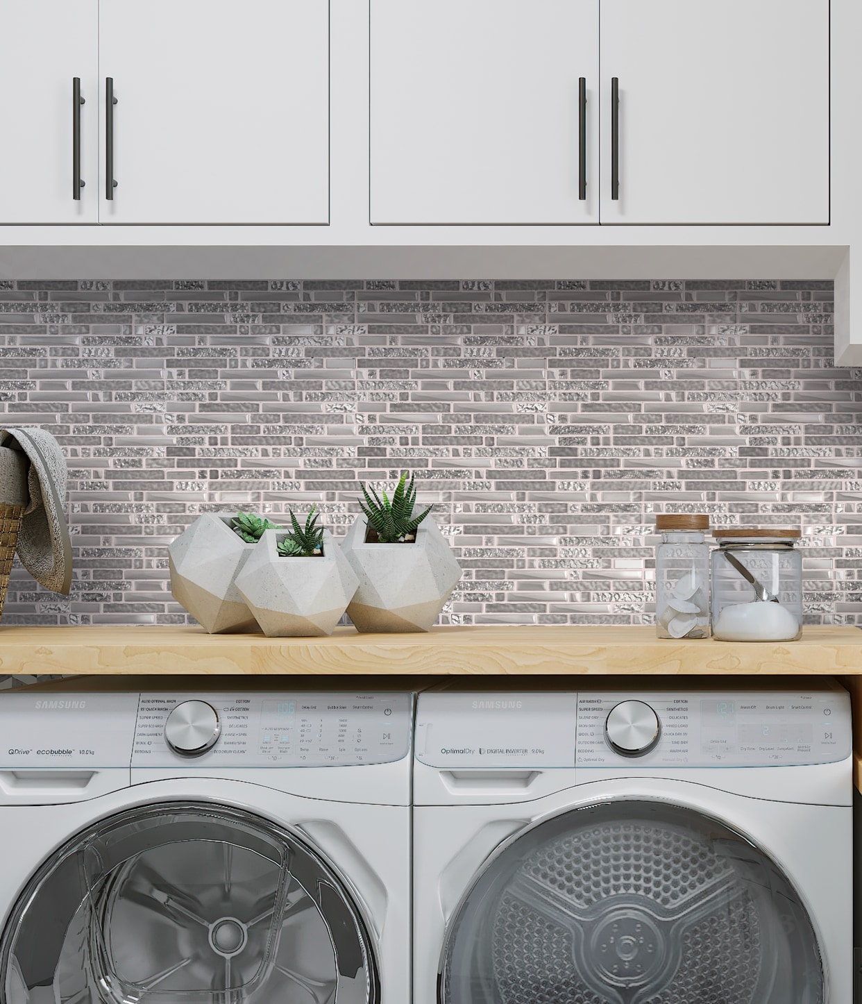Apollo Tile Waterfall Gray and Silver 12-in x 12-in Multi-finish Glass Linear Patterned Floor and Wall Tile (4.79-sq. ft/ Carton)